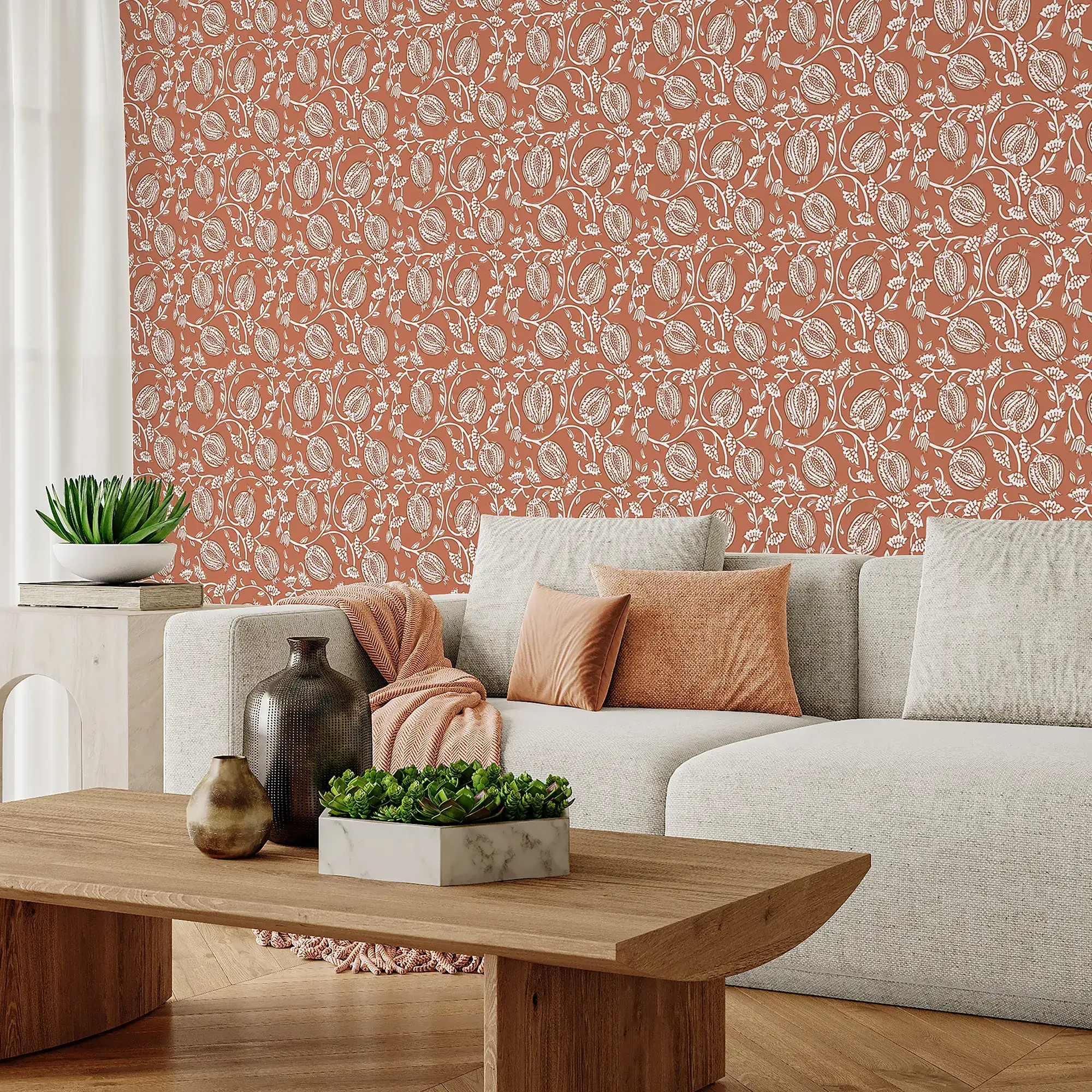Pomegranate Passion Wallpaper in Terracotta - Image 2
