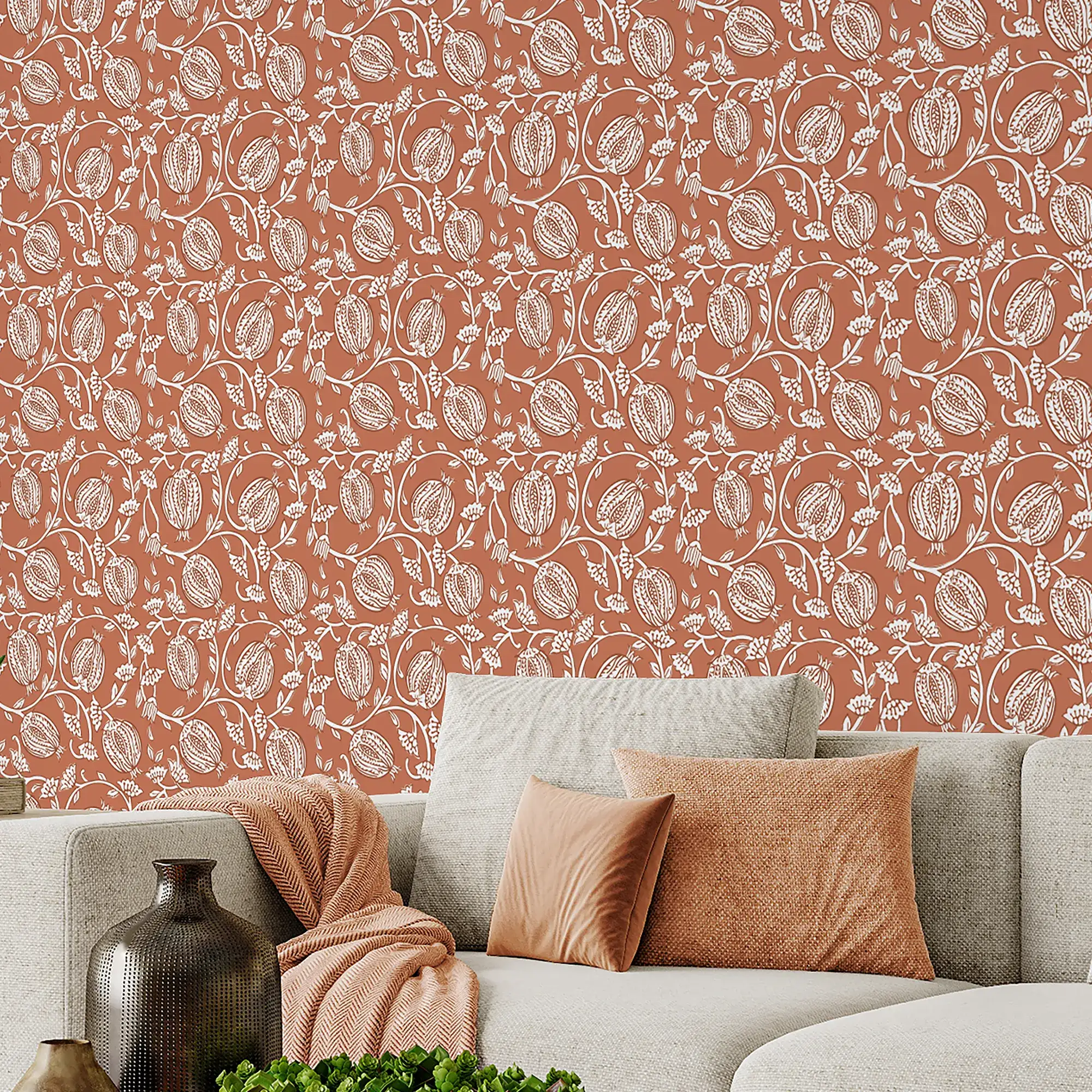 Pomegranate Passion Wallpaper in Terracotta - Image 3