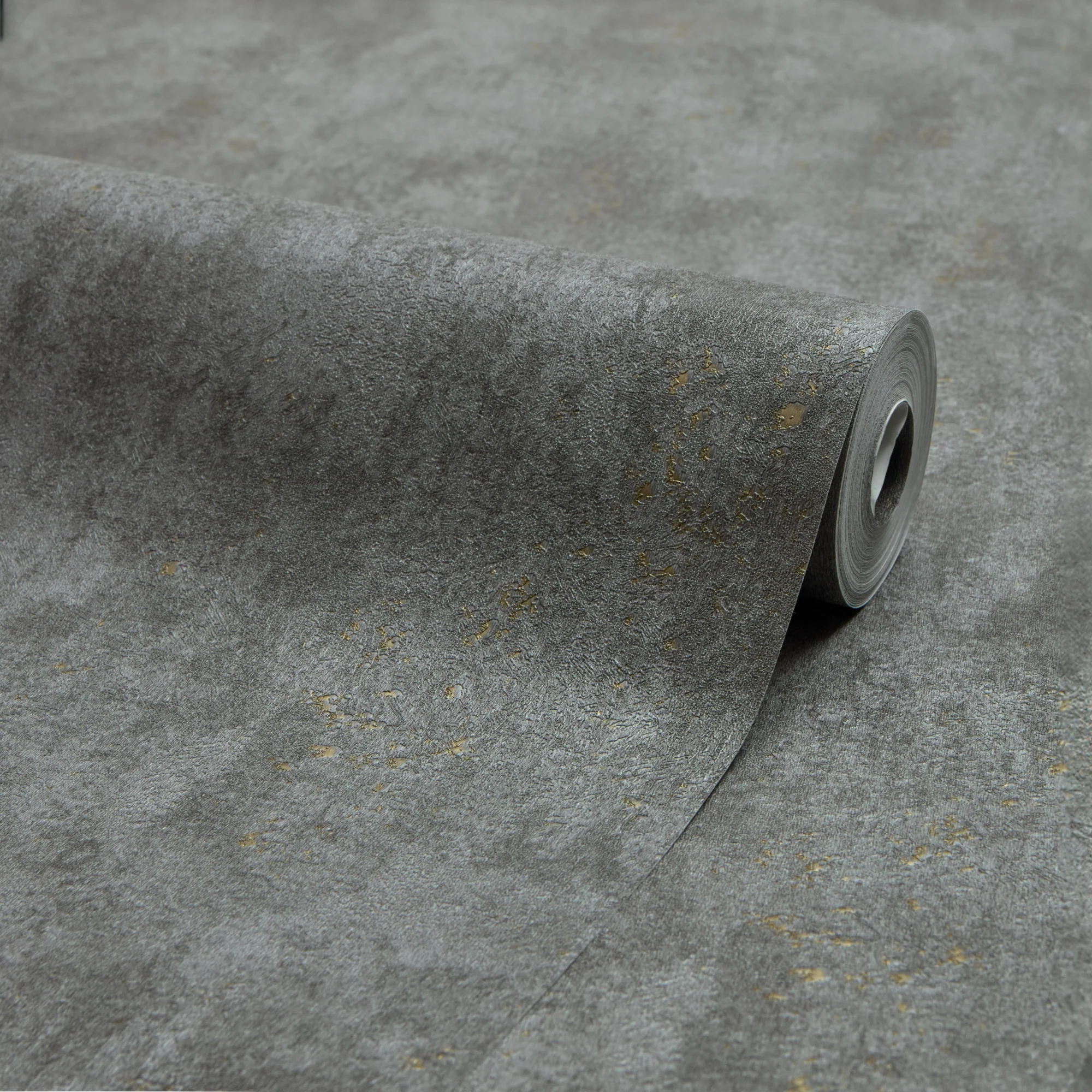 Pori Wallpaper in Graphite with Gold Metallic - Image 2