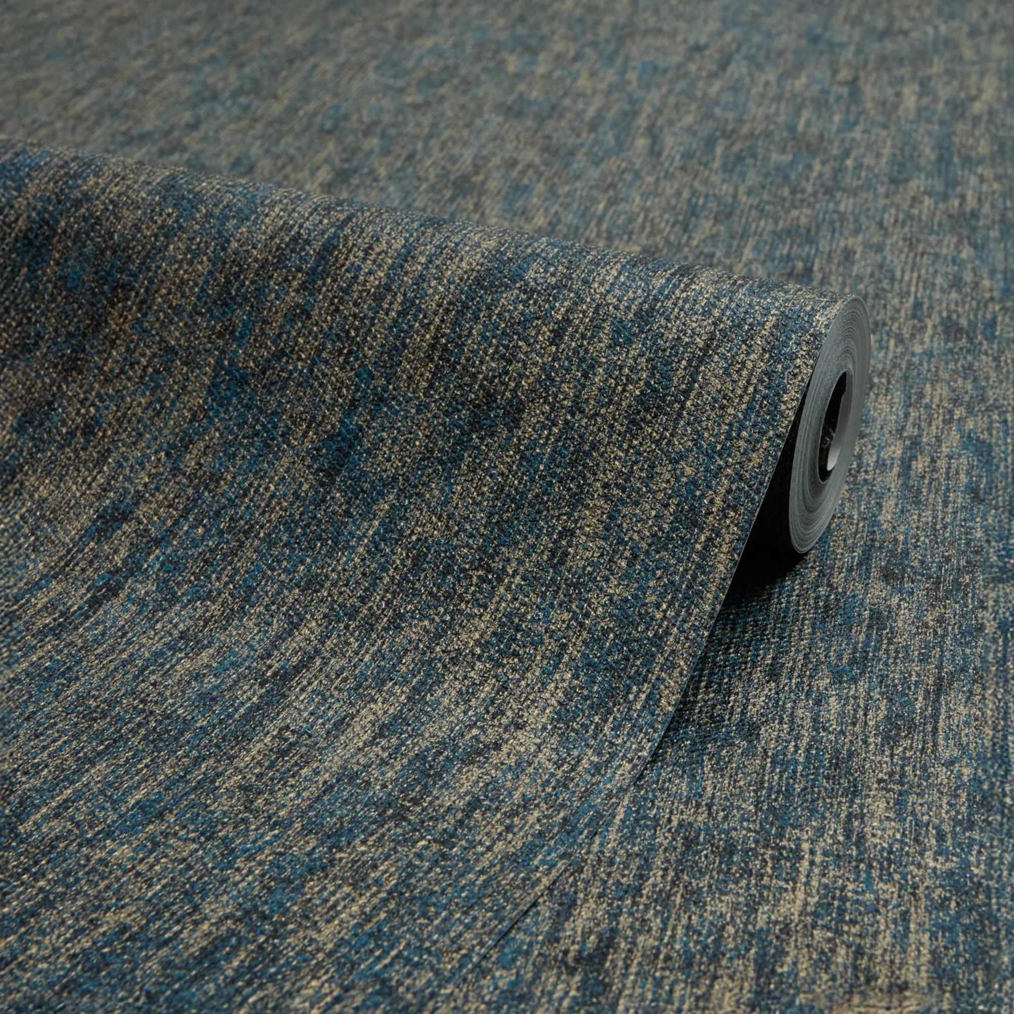 Porto Wallpaper in Denim Blue and Gold Metallic - Image 2