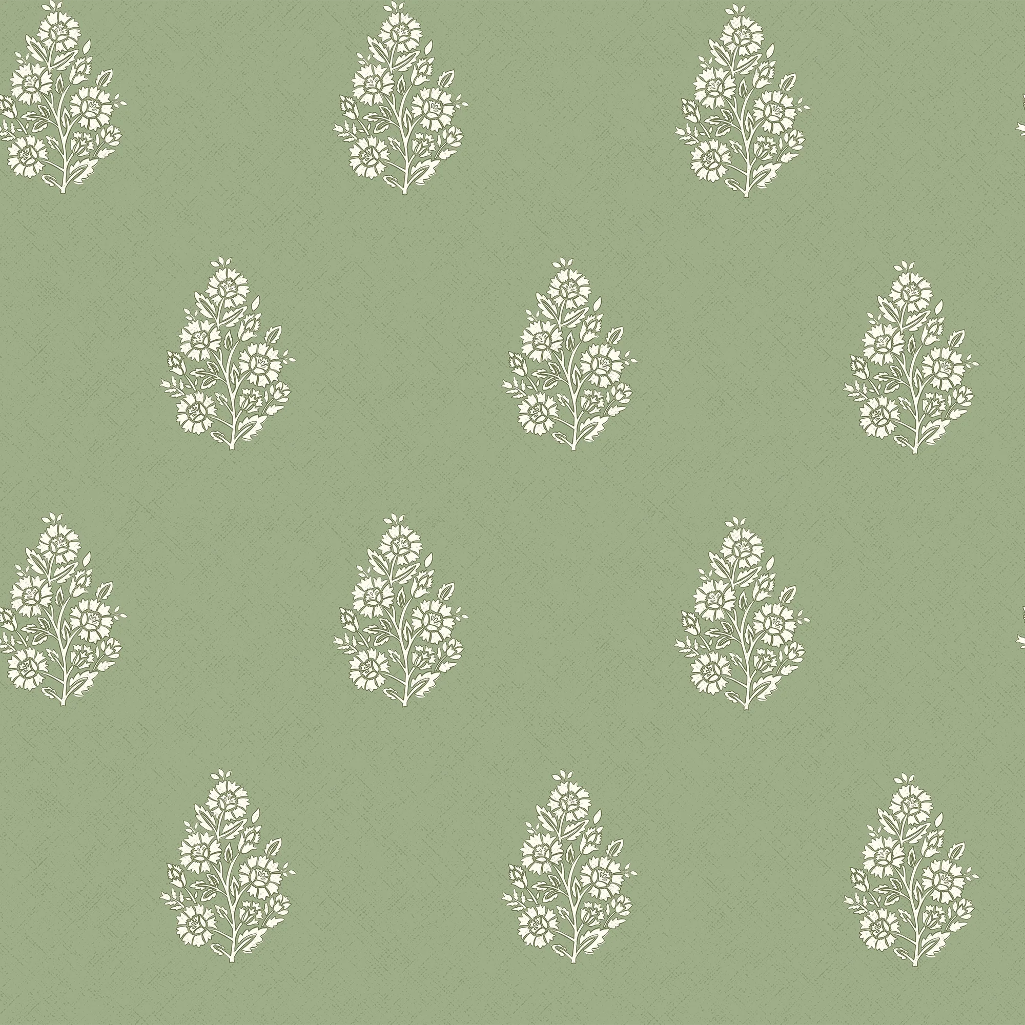Posy Wallpaper in Cream on Pistachio