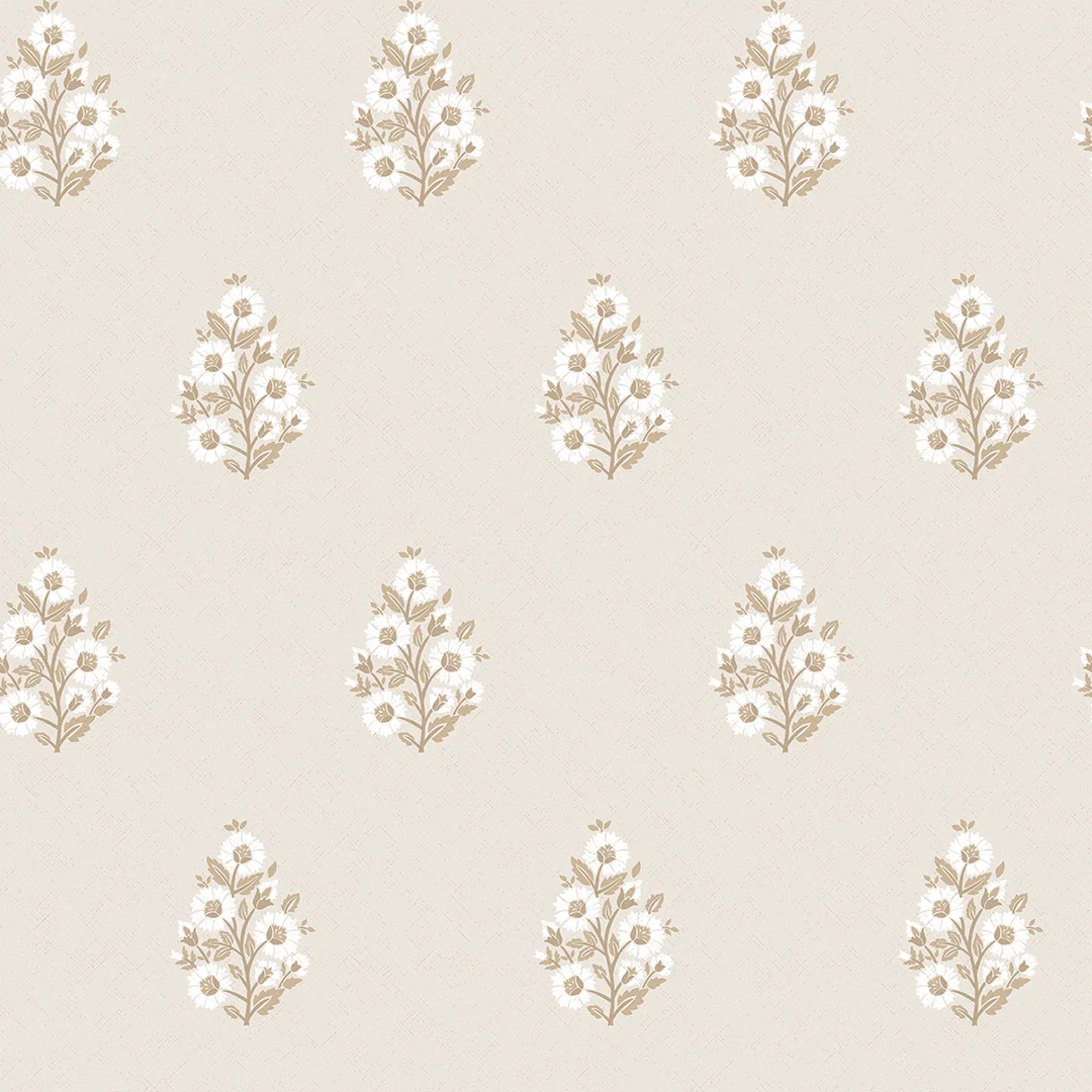 Posy Wallpaper in Taupe on Cream