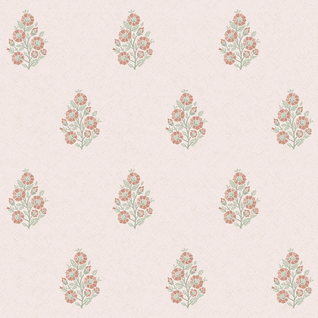 Posy Wallpaper in Vintage Pink and Sage