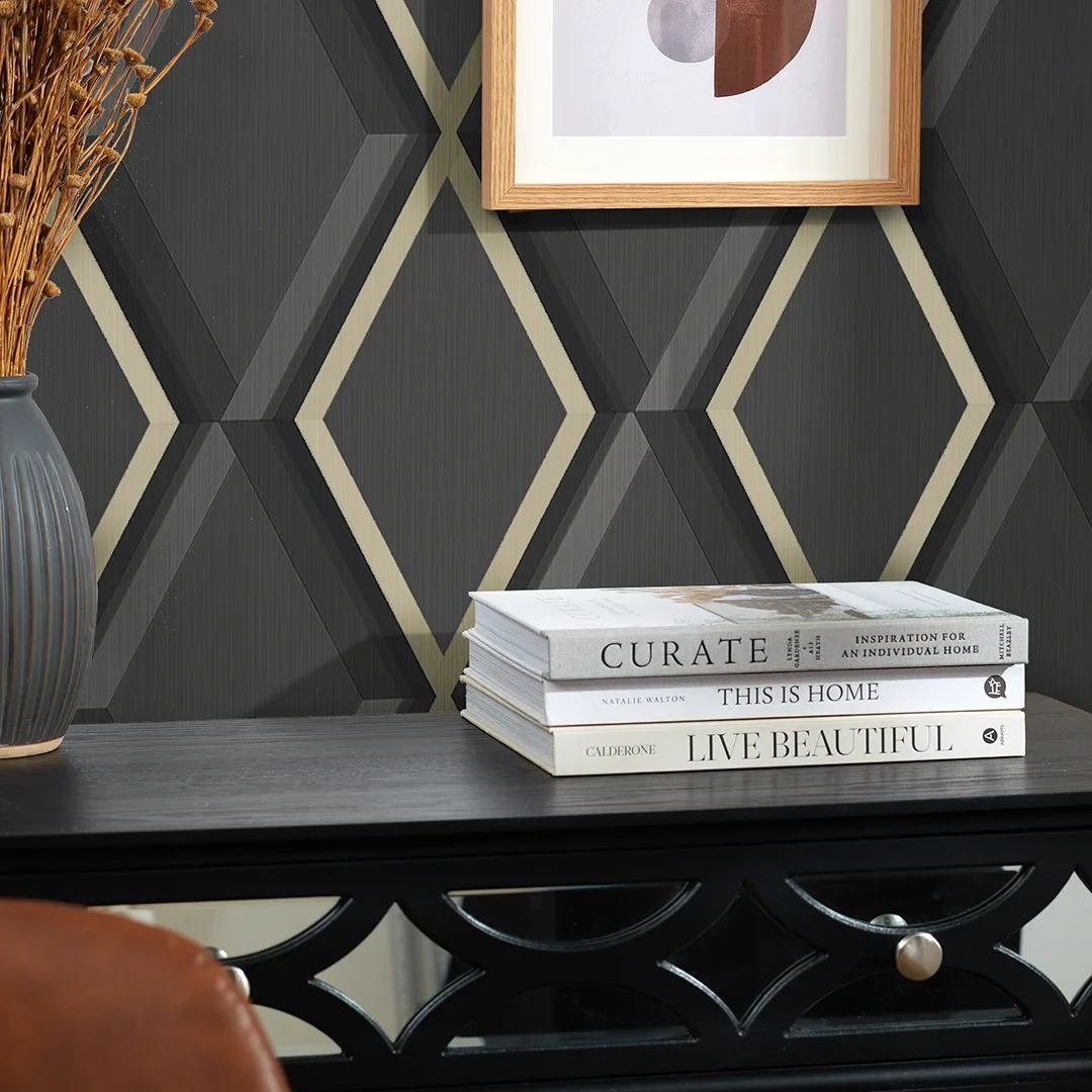 Profile Geometric Wallpaper in Black - Image 3