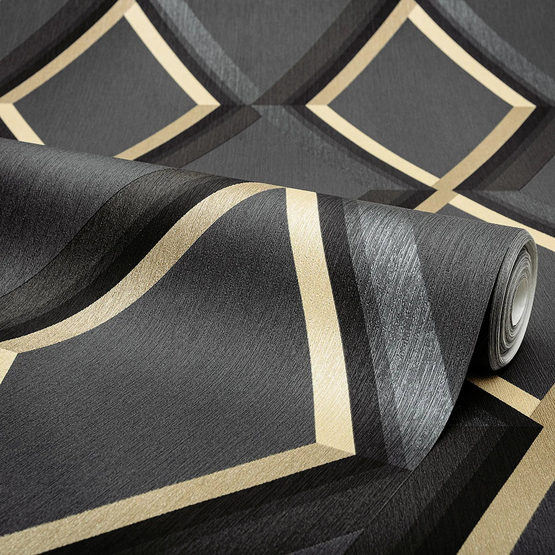 Profile Geometric Wallpaper in Black - Image 4