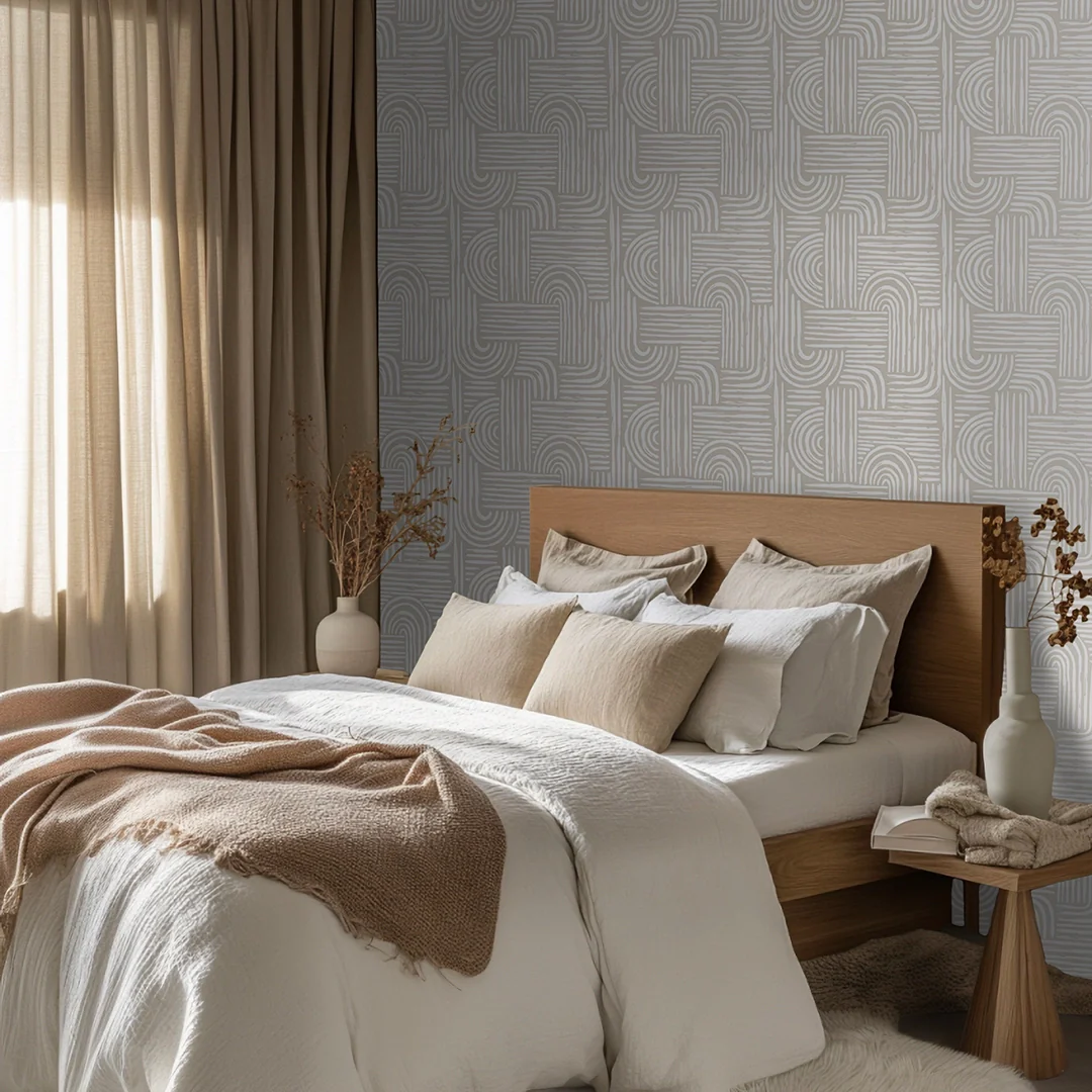 Raffia Curves Wallpaper in Almond Latte - Image 2