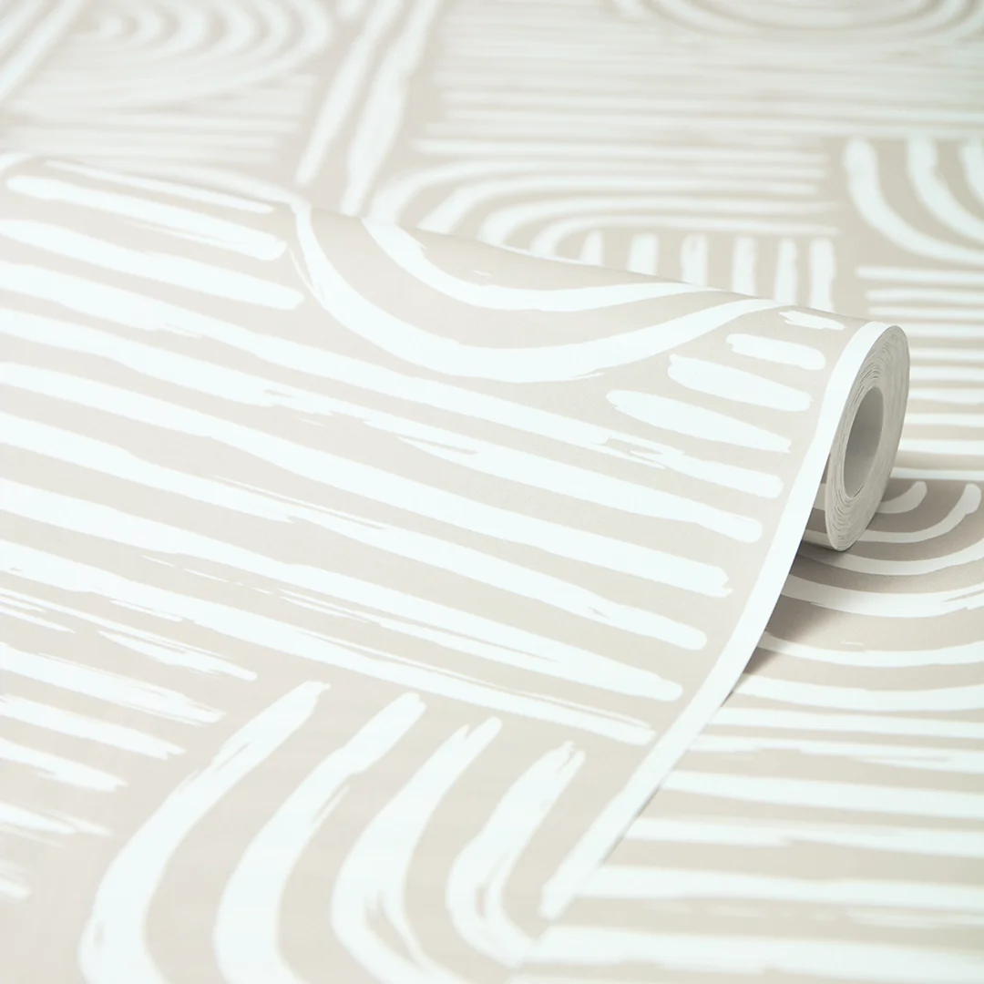 Raffia Curves Wallpaper in Almond Latte - Image 4