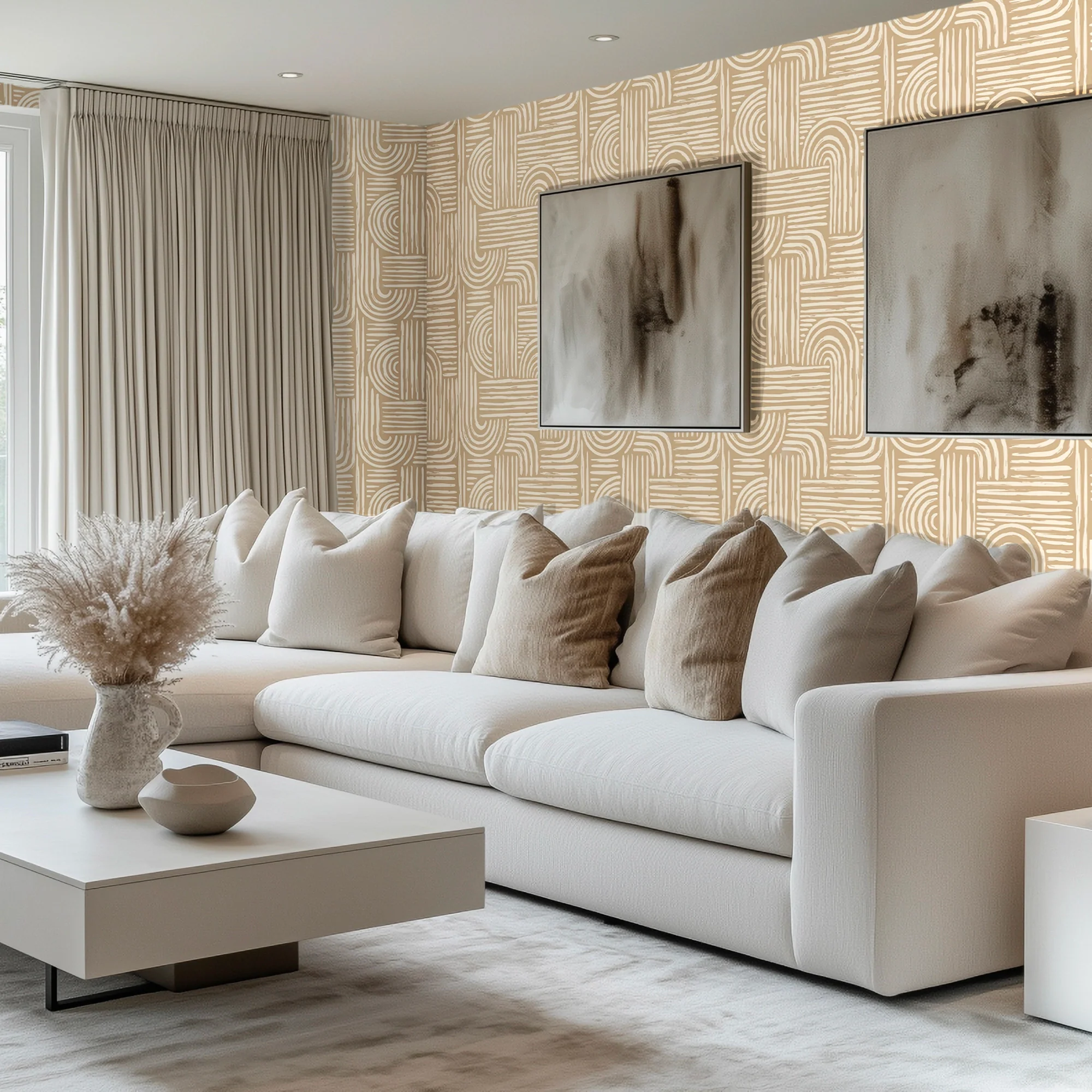 Raffia Curves Wallpaper in Caramel Latte - Image 3