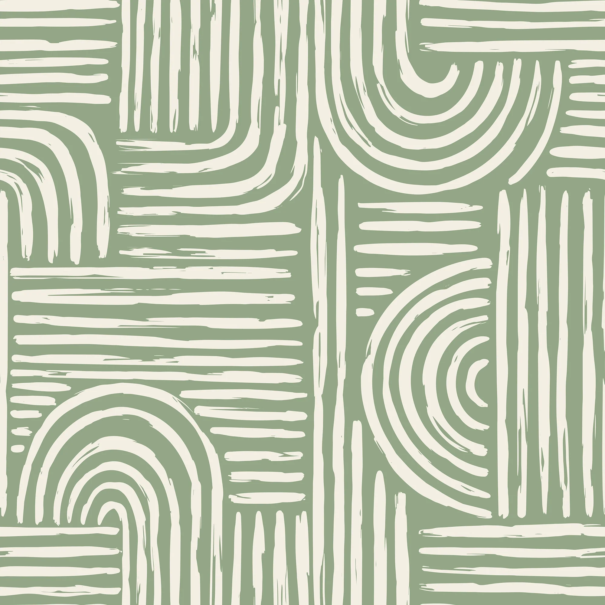 Raffia Curves Wallpaper in Cream on Pistachio