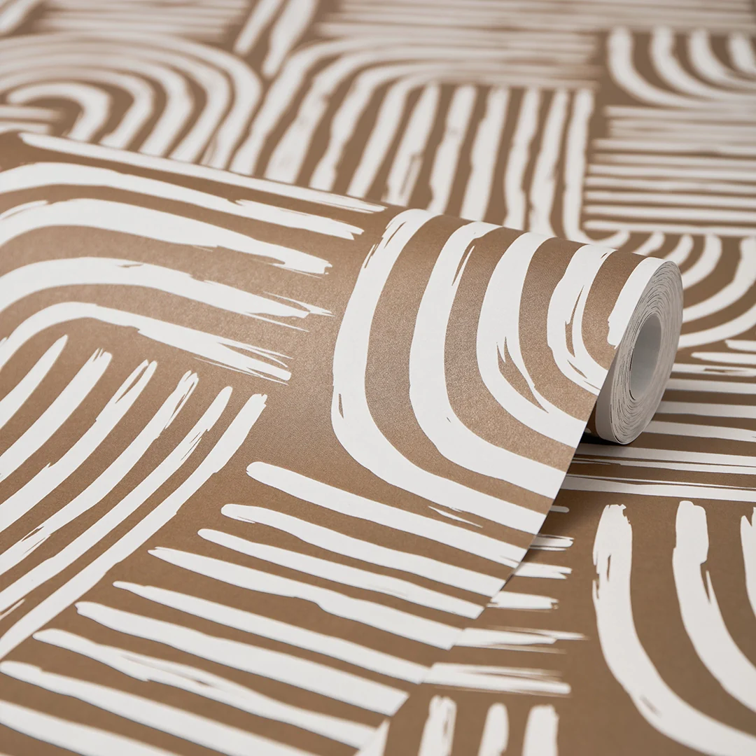 Raffia Curves Wallpaper in Mocha - Image 4
