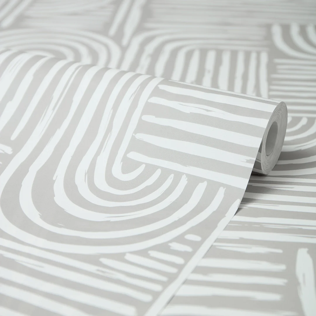 Raffia Curves Wallpaper in Warm Grey - Image 4