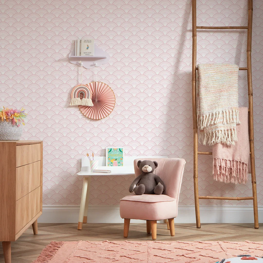 Rainbow Magic Wallpaper in Pink and White - Image 2