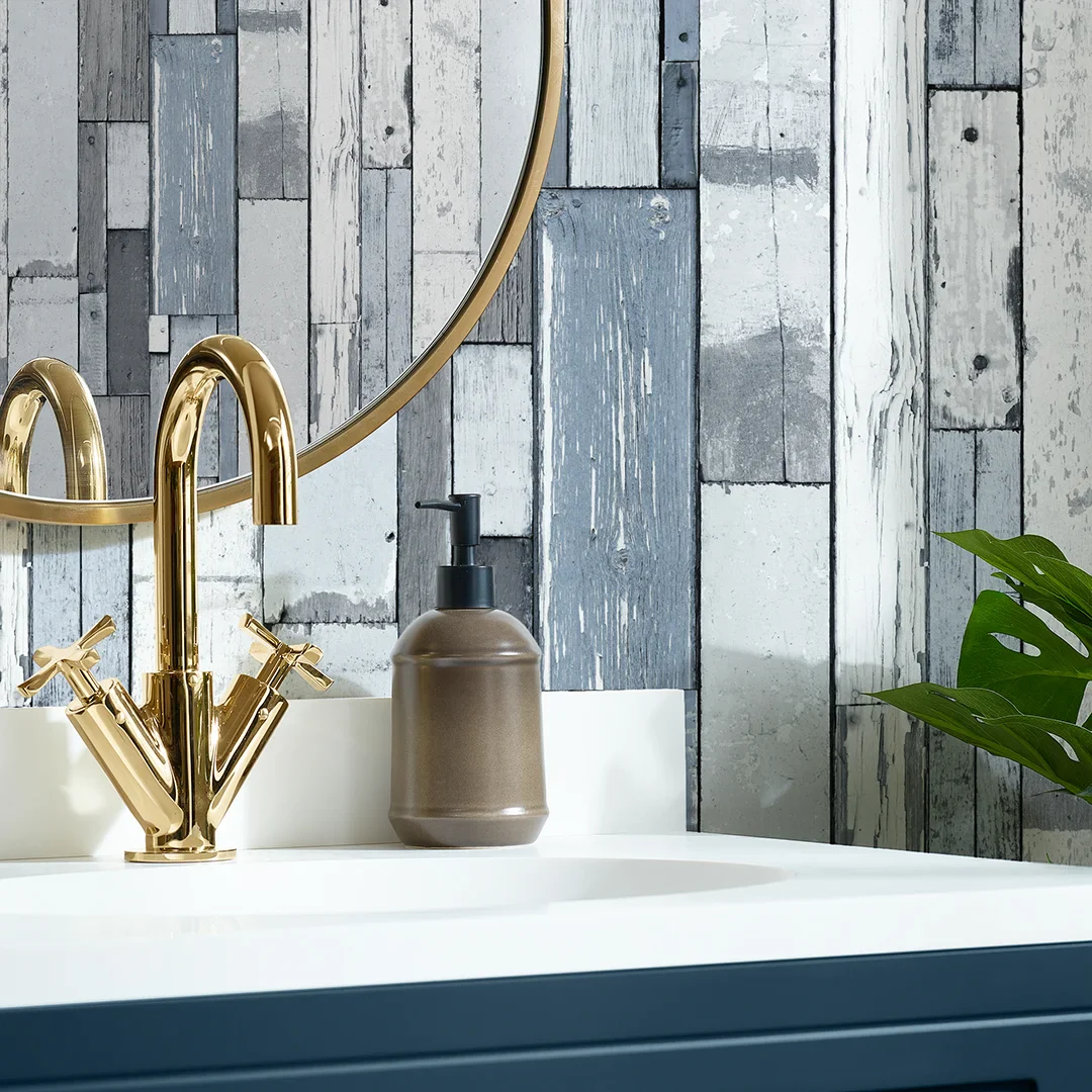 Reclaimed Wood Wallpaper in Blue - Image 3