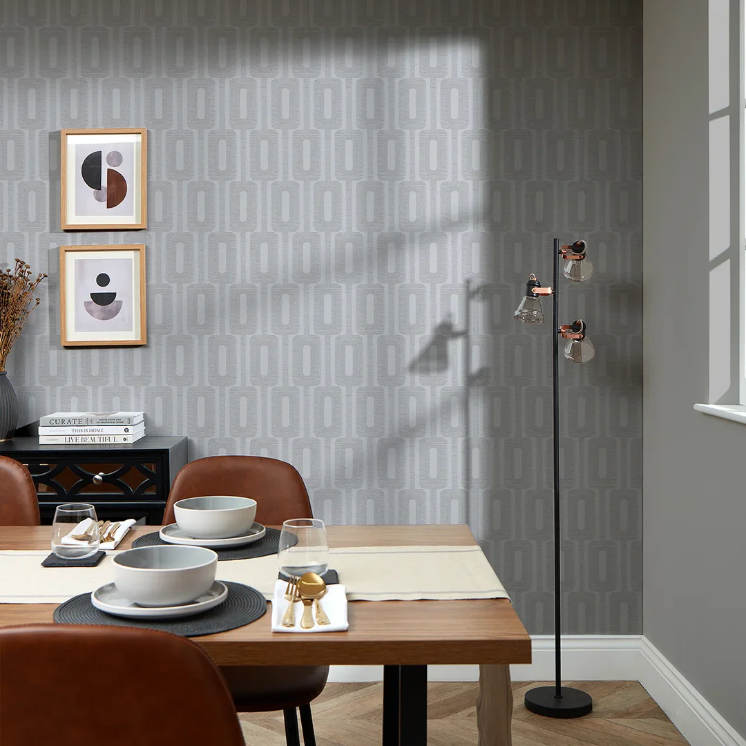 Retro Key Wallpaper in Mid Grey - Image 2