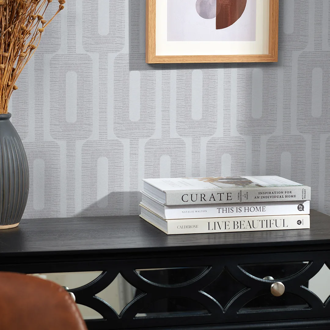 Retro Key Wallpaper in Mid Grey - Image 3