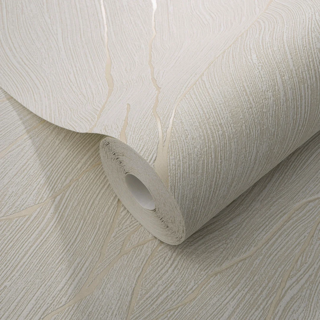 Ridged Metallic Wallpaper in Champagne with Pearlised Metallic - Image 3