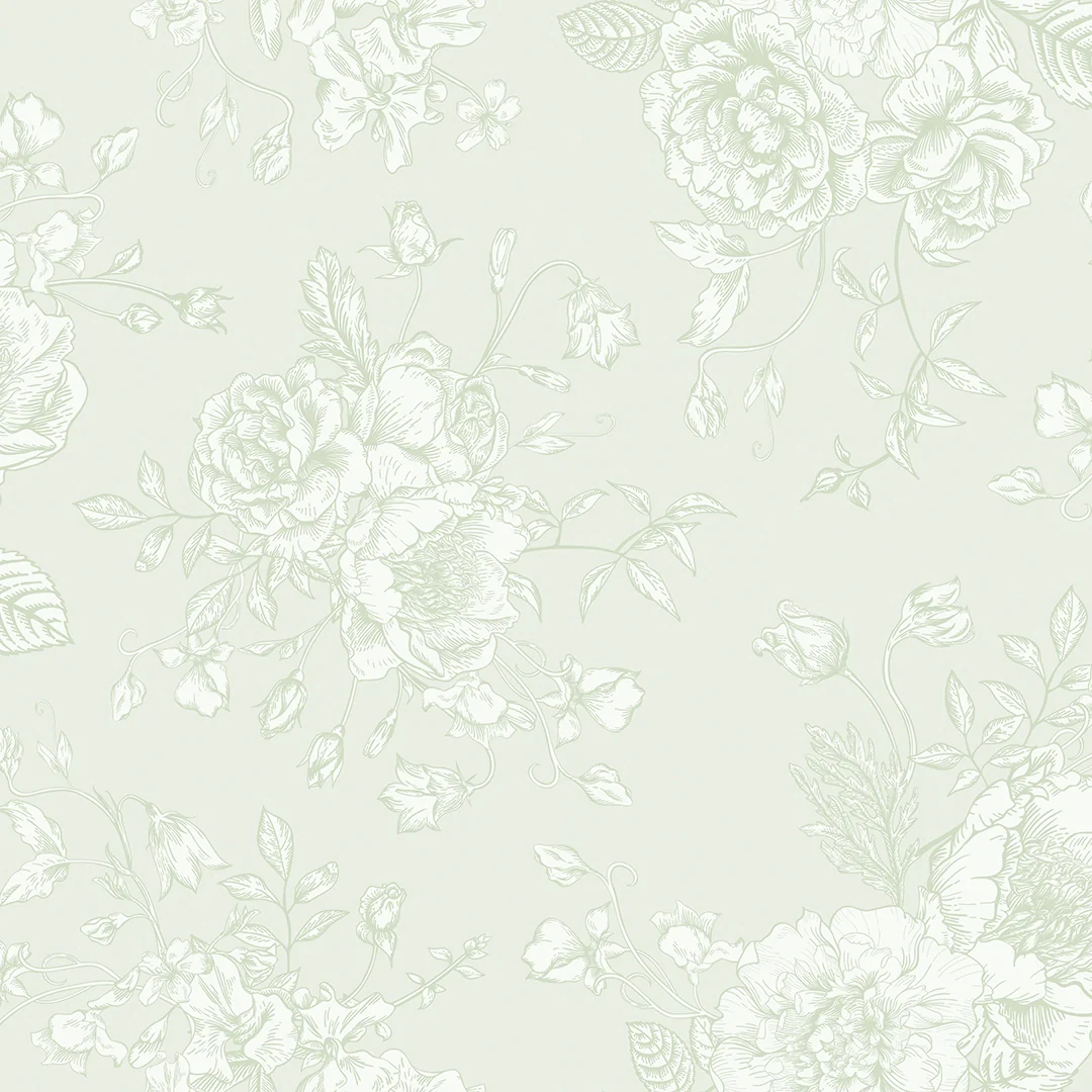 Romantic Roses Wallpaper in Sage