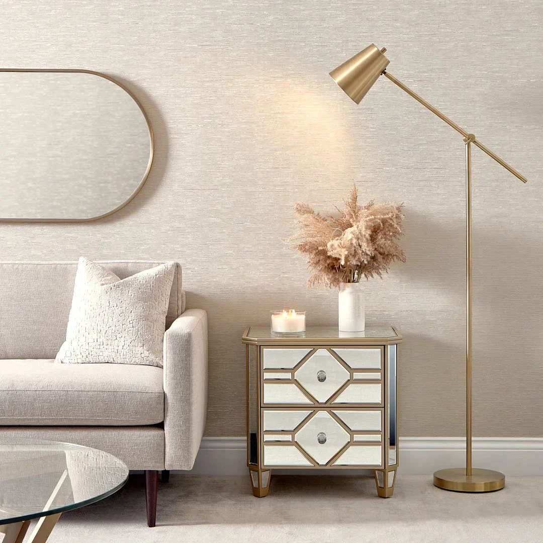 Sahara Metallic Wallpaper in Griege with Metallic Silver - Image 2