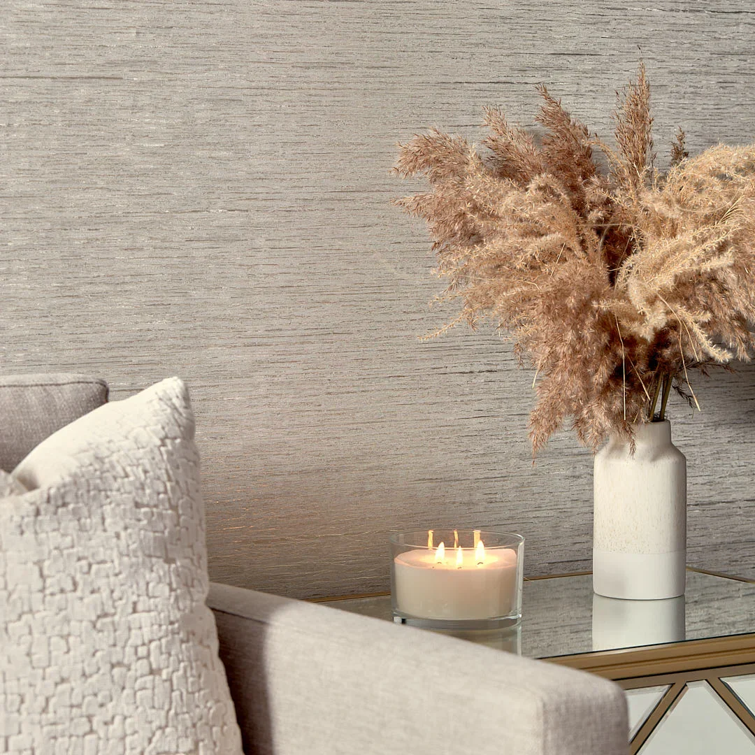 Sahara Metallic Wallpaper in Griege with Metallic Silver - Image 3