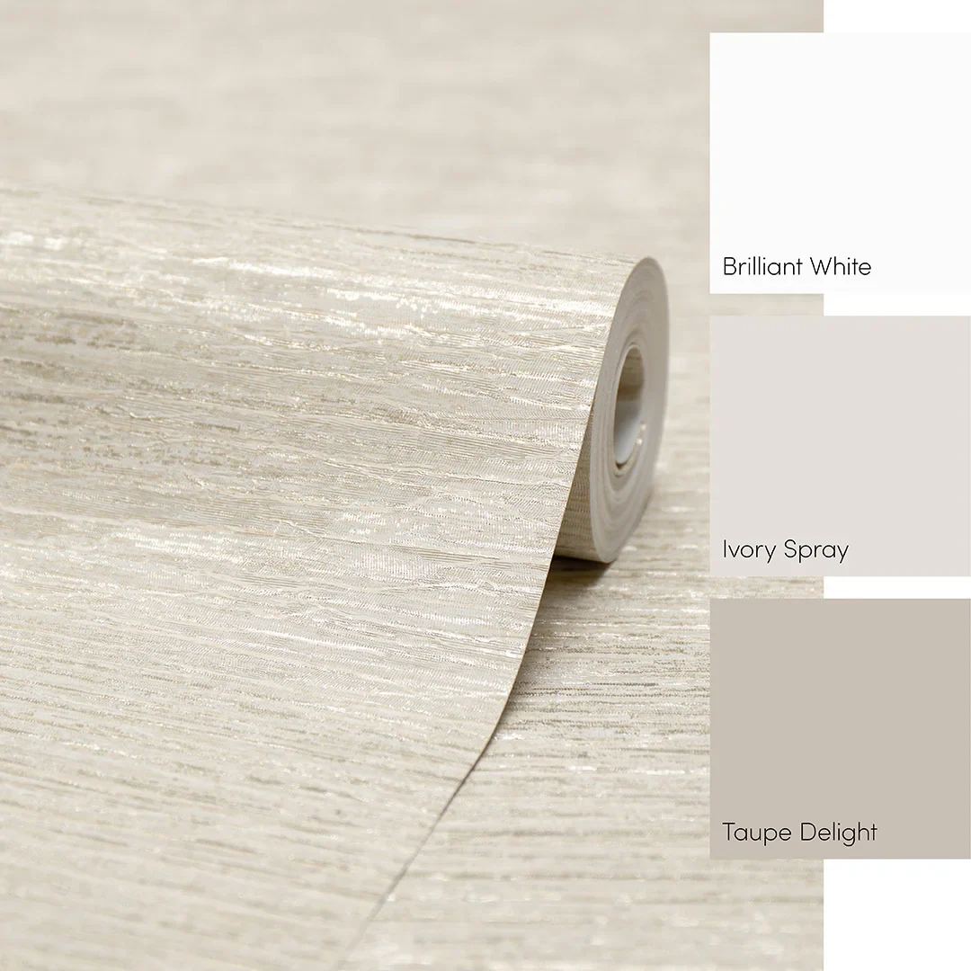 Sahara Metallic Wallpaper in Griege with Metallic Silver - Image 4