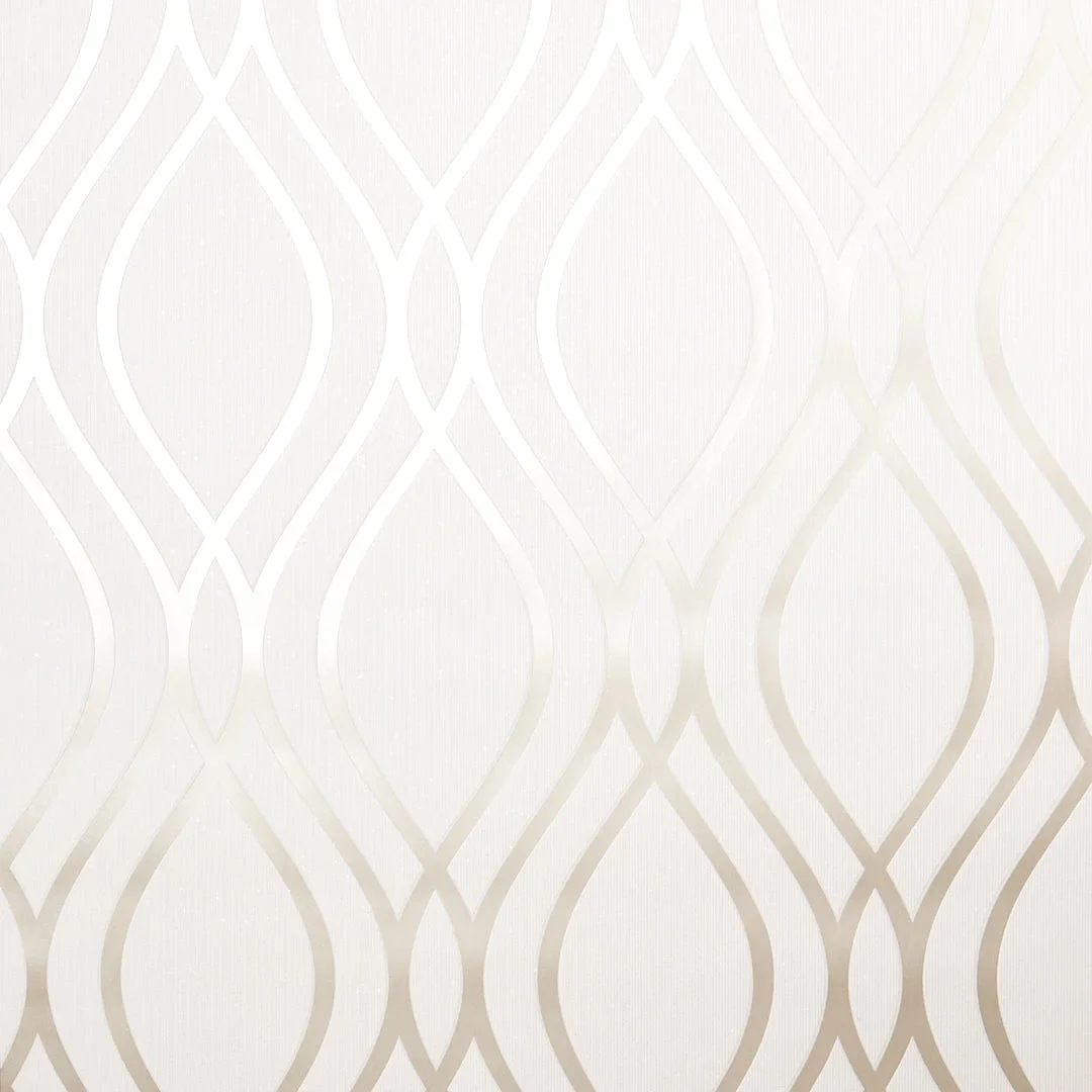 Sample of Camden Wave Wallpaper in Neutral and Gold