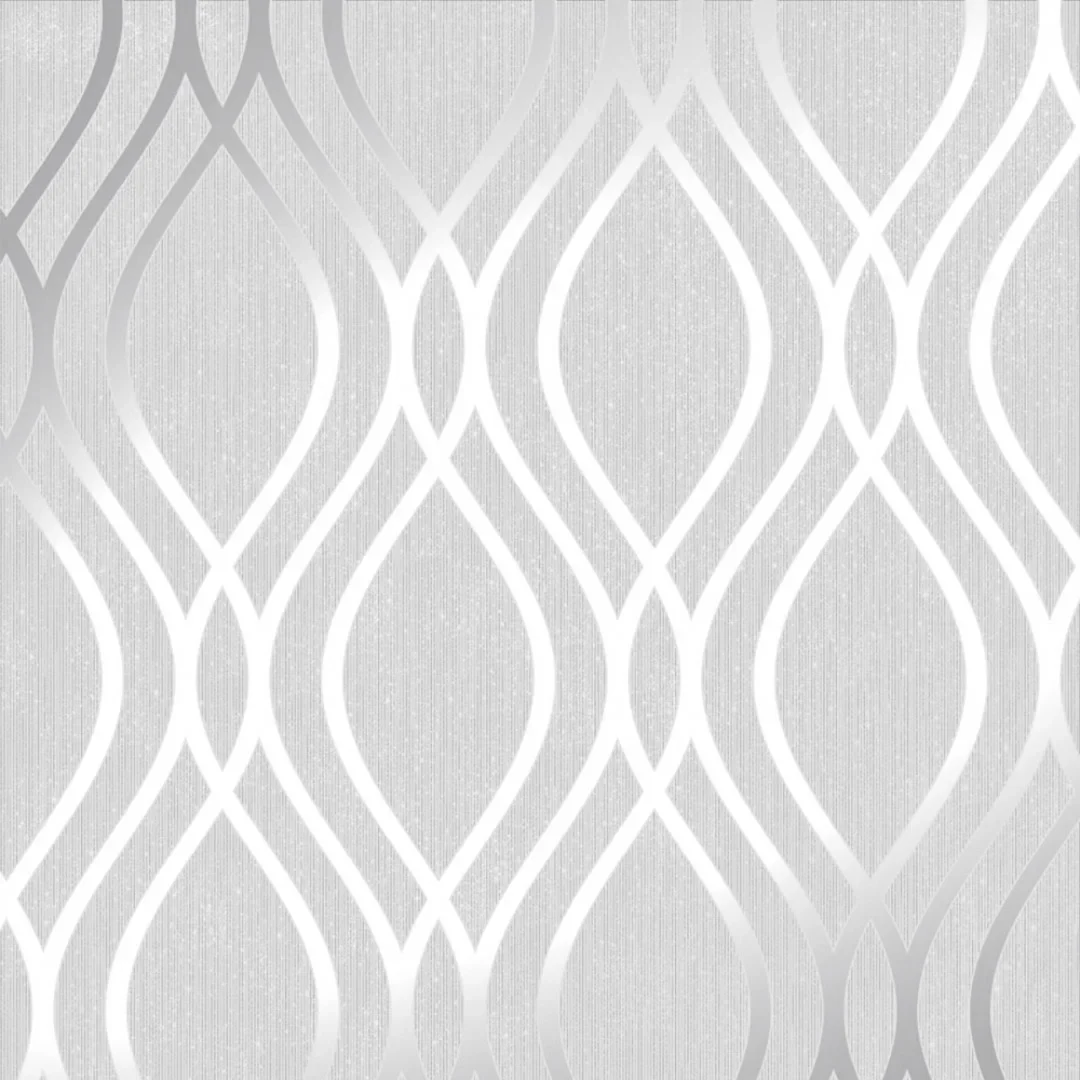 Sample of Camden Wave Wallpaper in Soft Grey and Silver