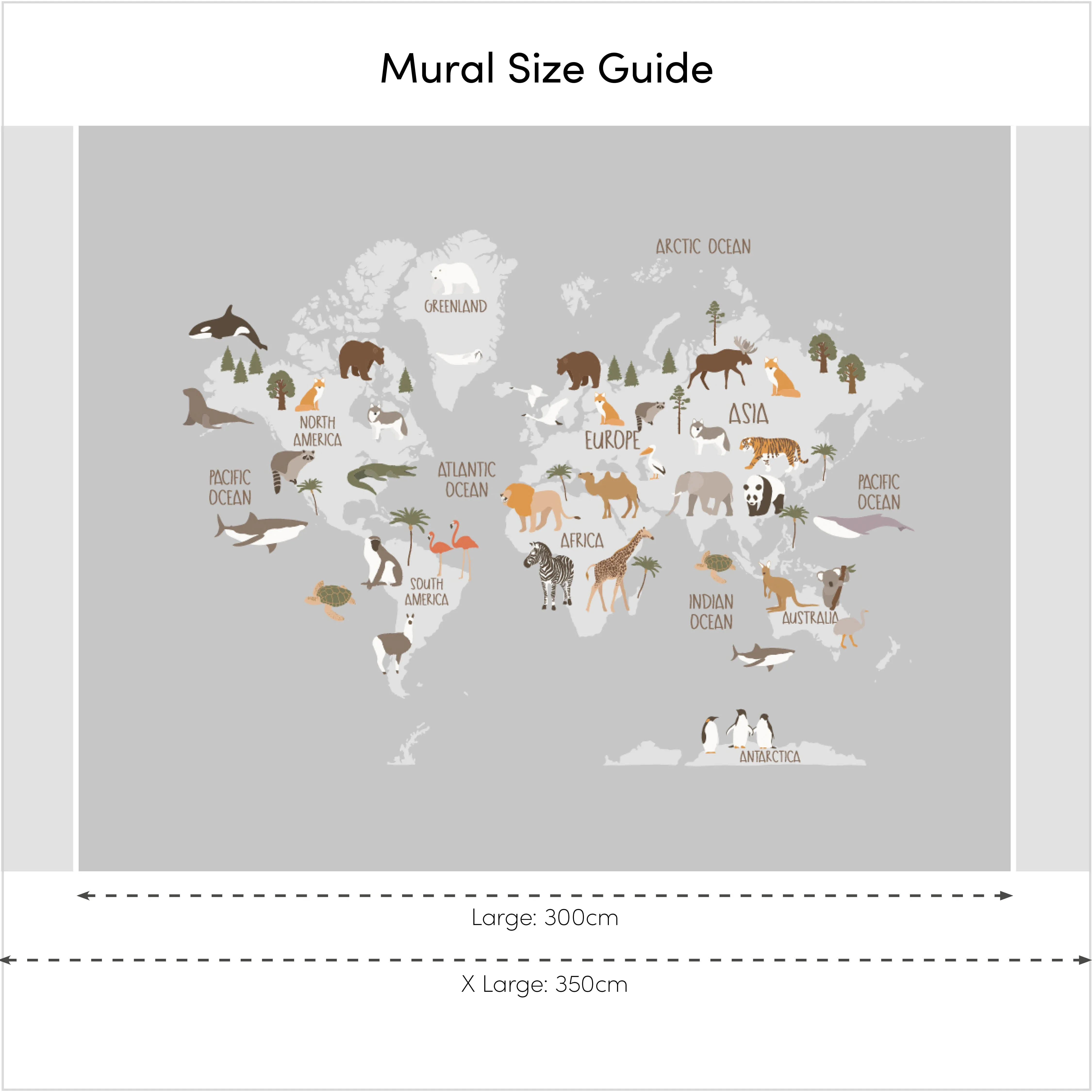 Scandi Safari Map Full Wall Mural in Grey - Image 4