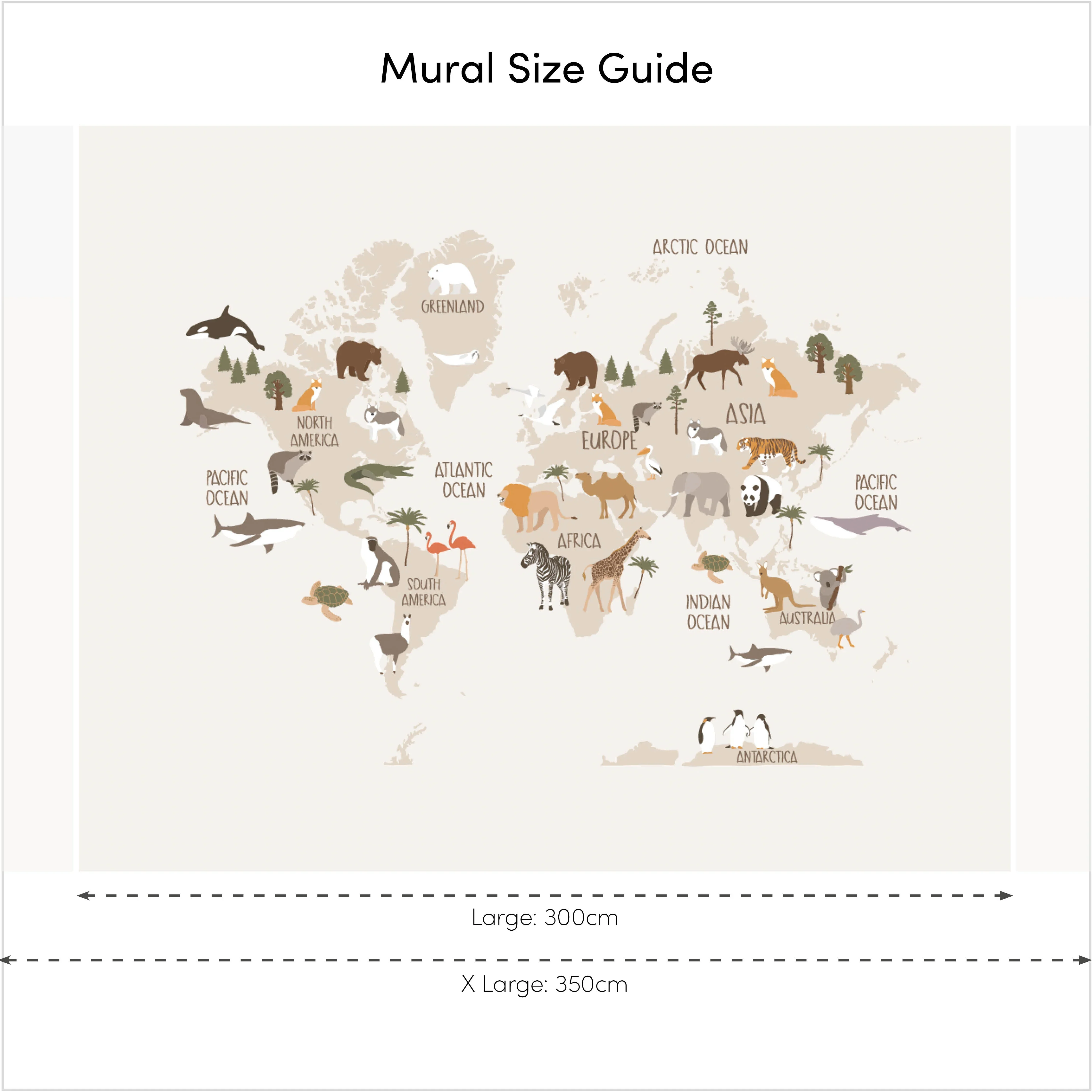 Scandi Safari Map Full Wall Mural in Natural - Image 4