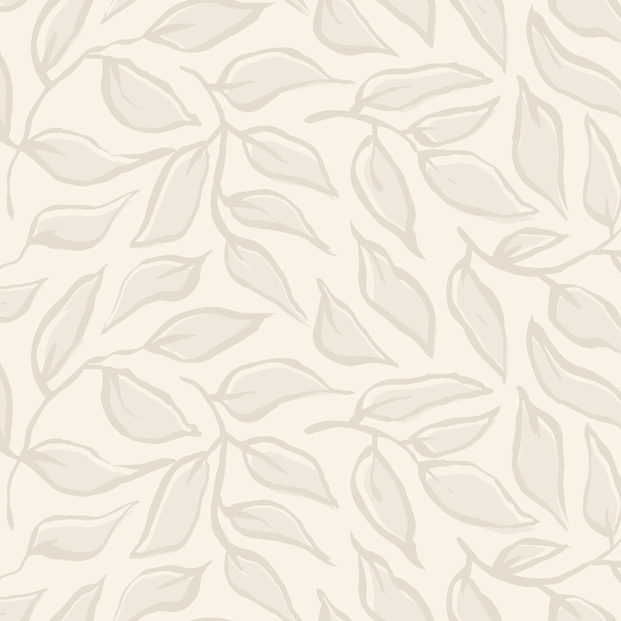 Scattered Leaf Wallpaper in Almond Latte