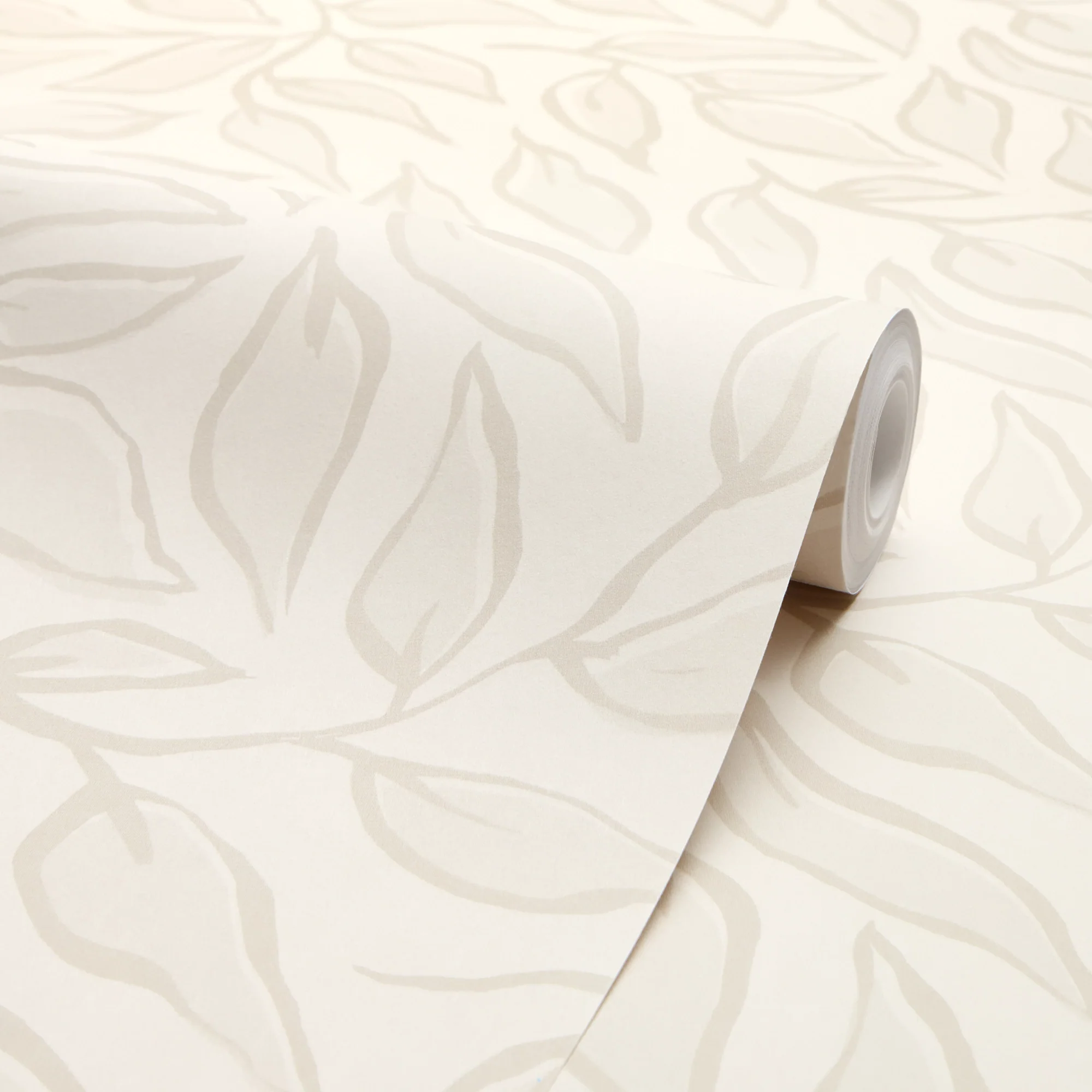 Scattered Leaf Wallpaper in Almond Latte - Image 4