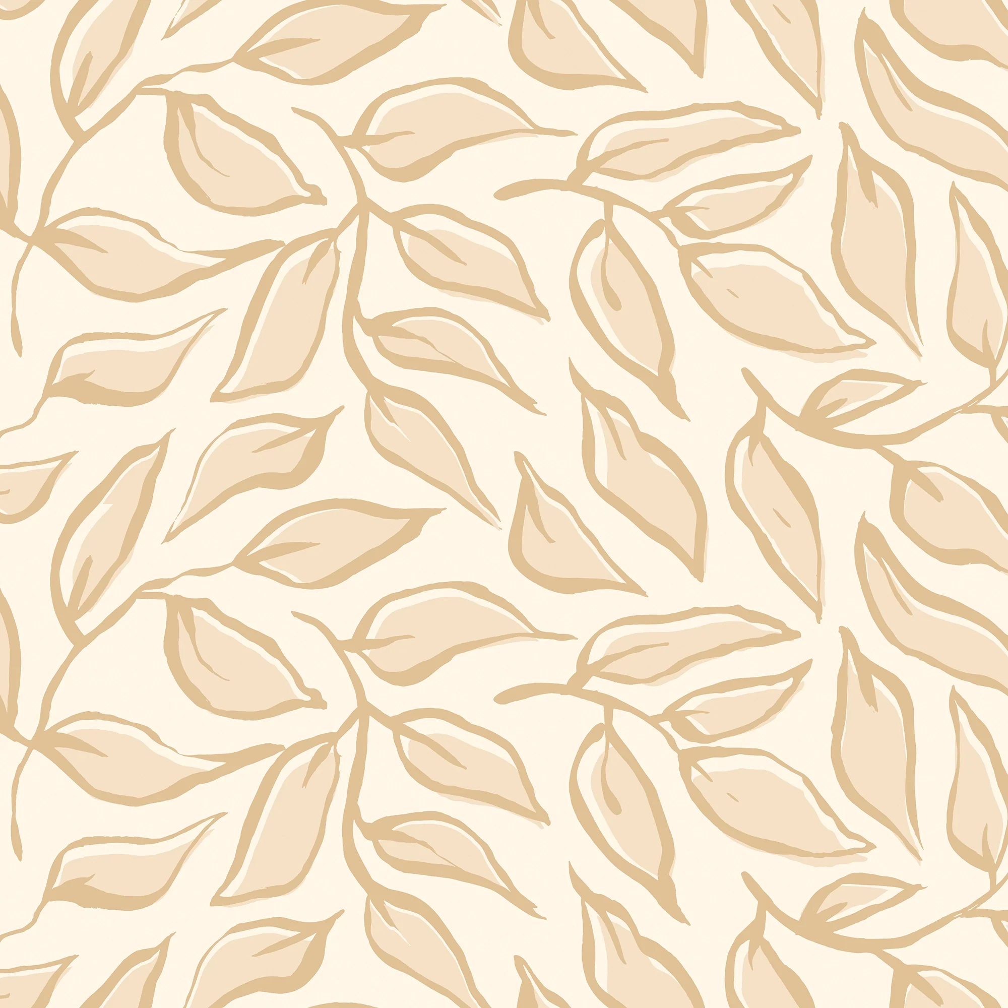 Scattered Leaf Wallpaper in Caramel Latte