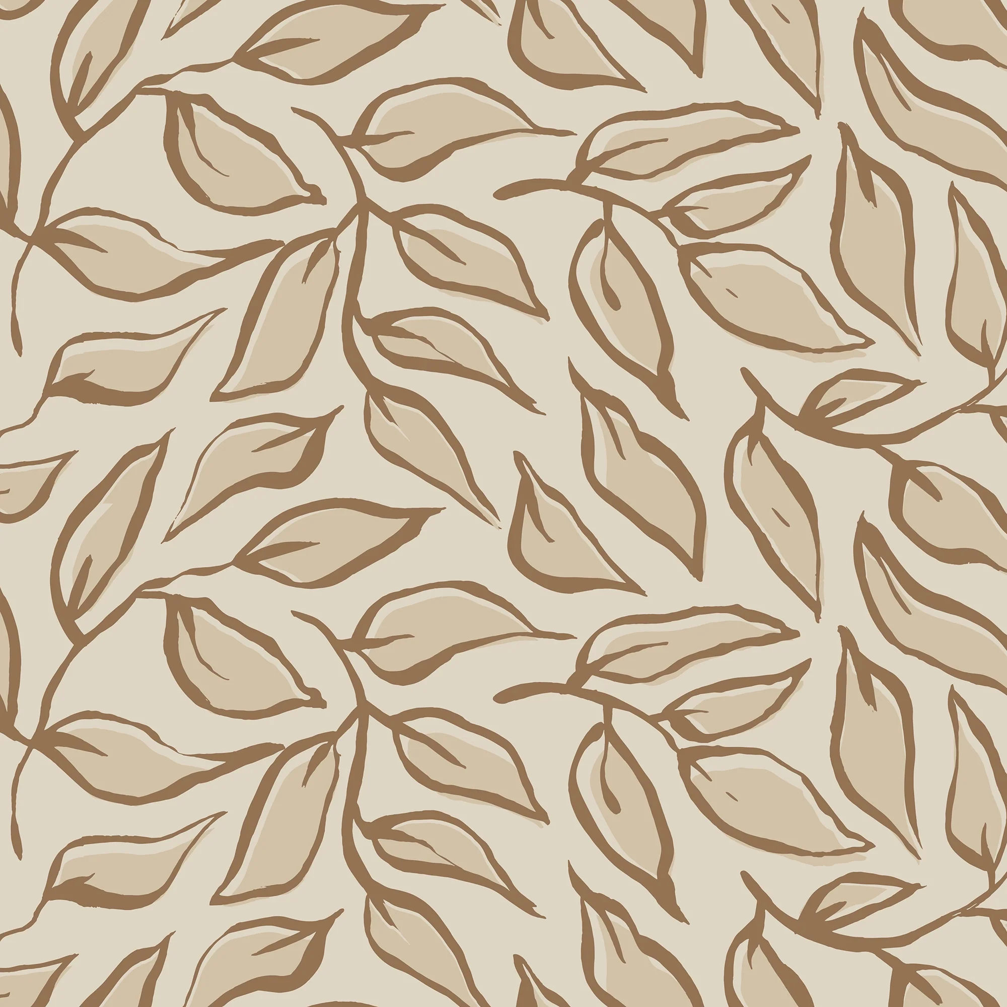 Scattered Leaf Wallpaper in Mocha