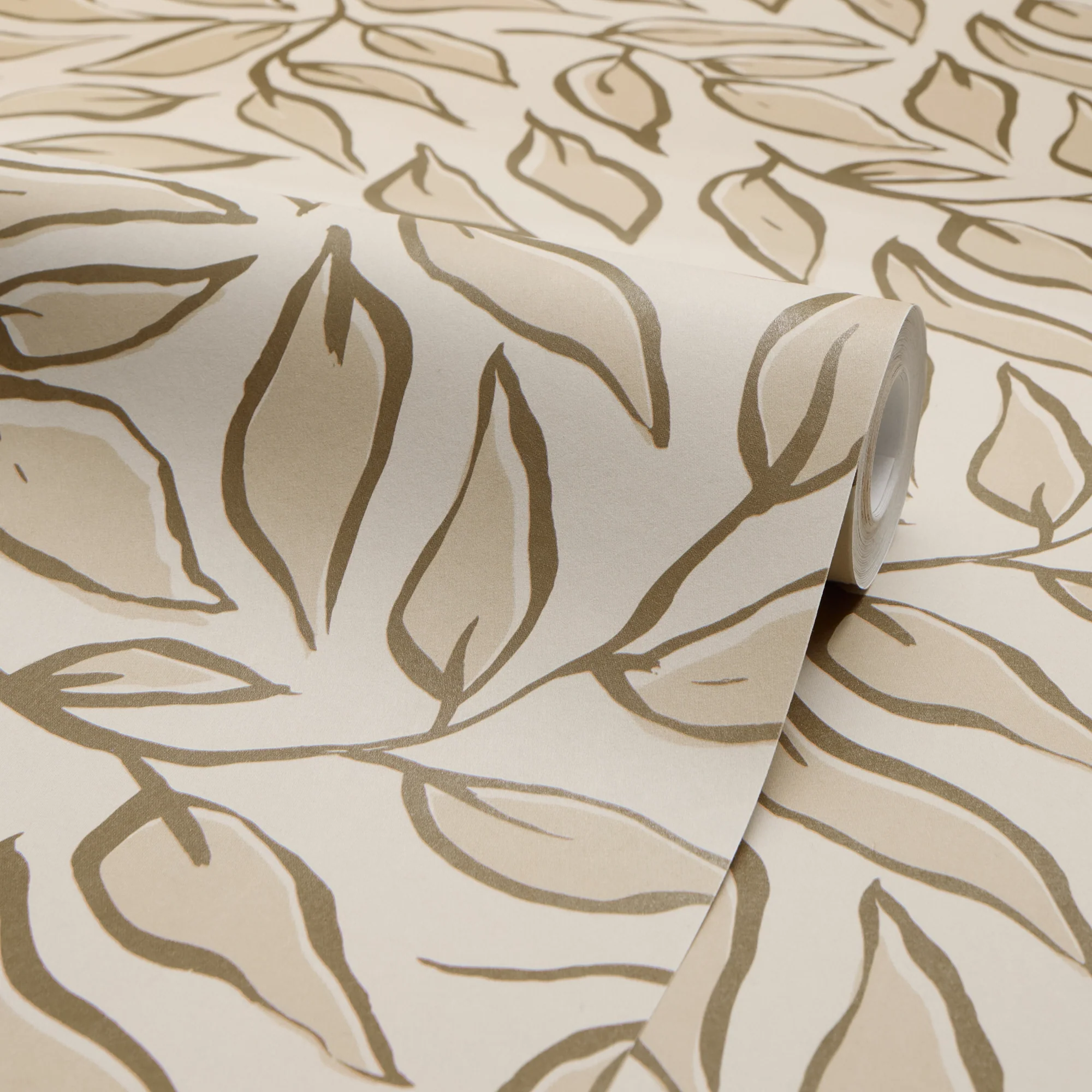 Scattered Leaf Wallpaper in Mocha - Image 4
