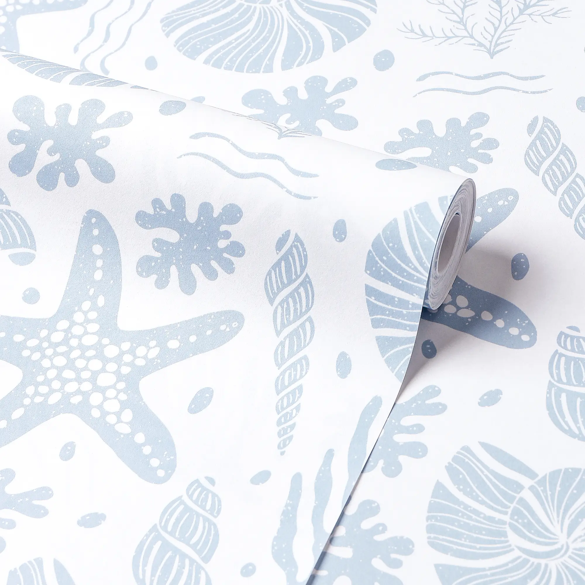 Seastars and Seashells Wallpaper in Blue - Image 4
