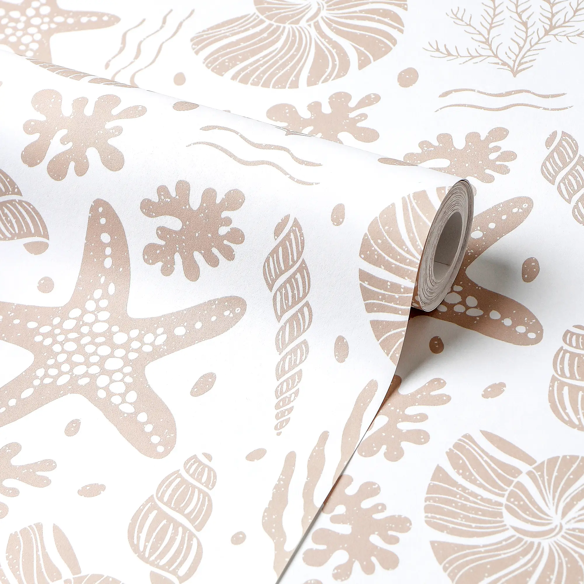 Seastars and Seashells Wallpaper in Light Terracotta - Image 4