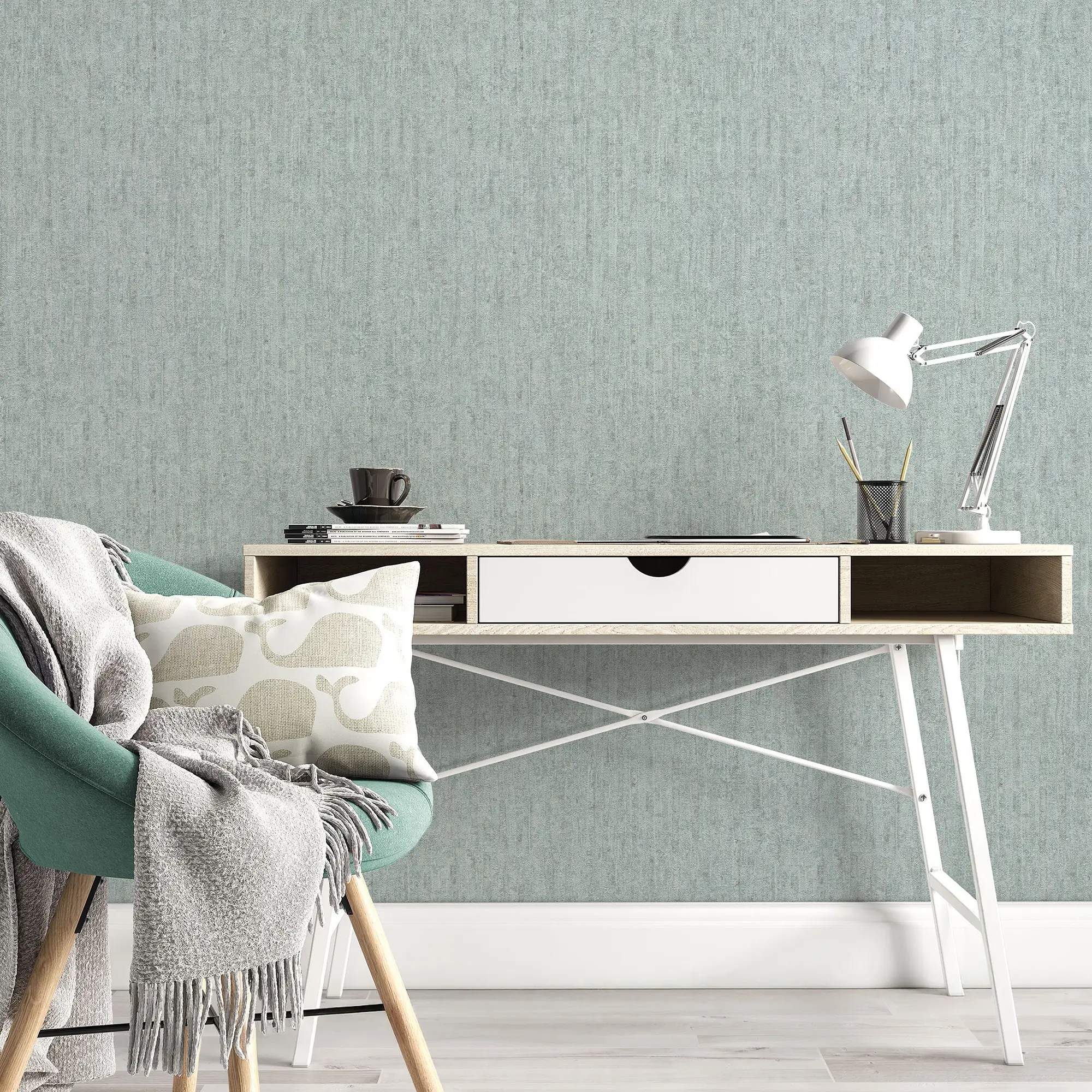 Seceda Wallpaper in Cool Blue with Silver Metallic - Image 2
