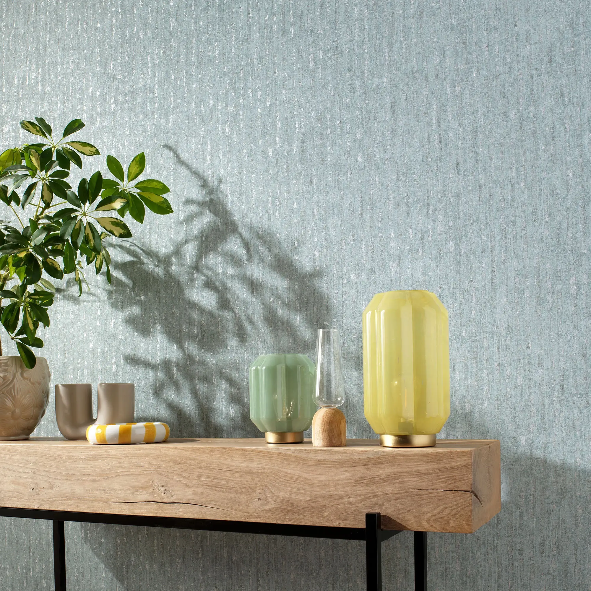 Seceda Wallpaper in Cool Blue with Silver Metallic - Image 3
