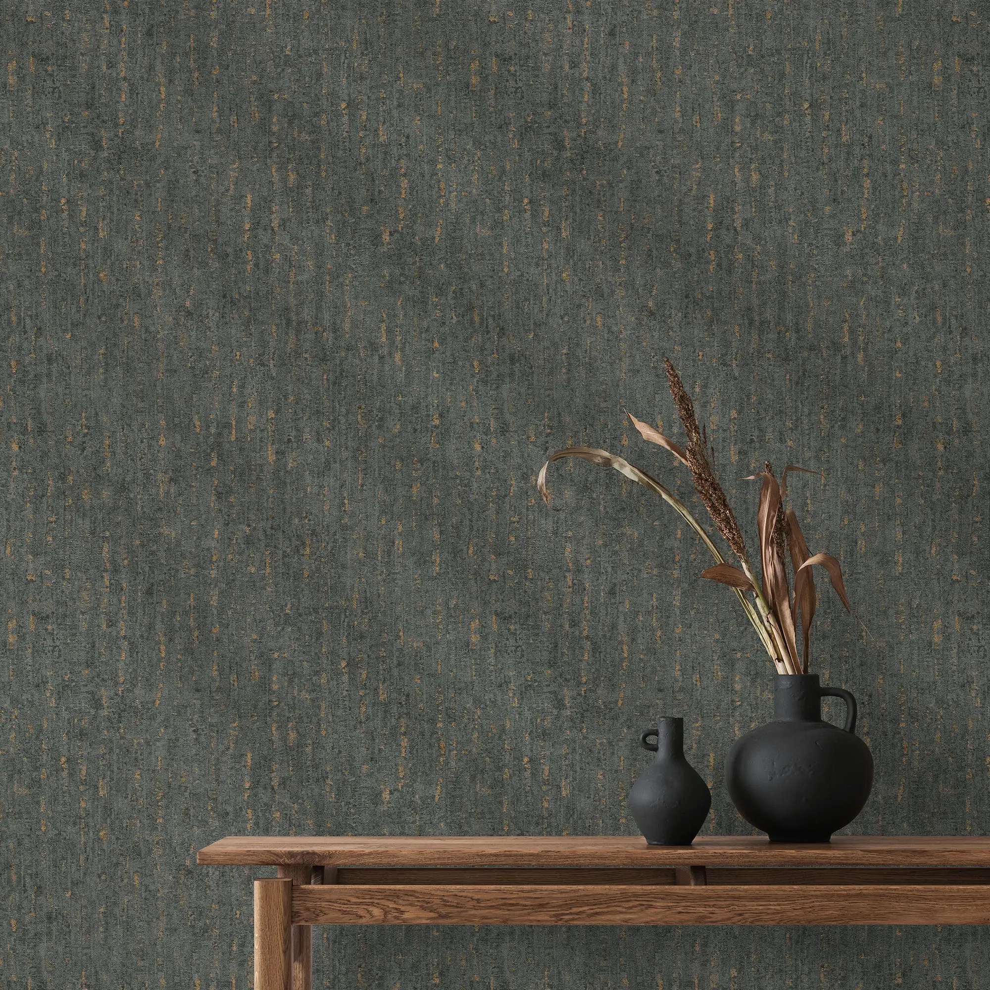 Seceda Wallpaper in Graphite with Gold Metallic - Image 3