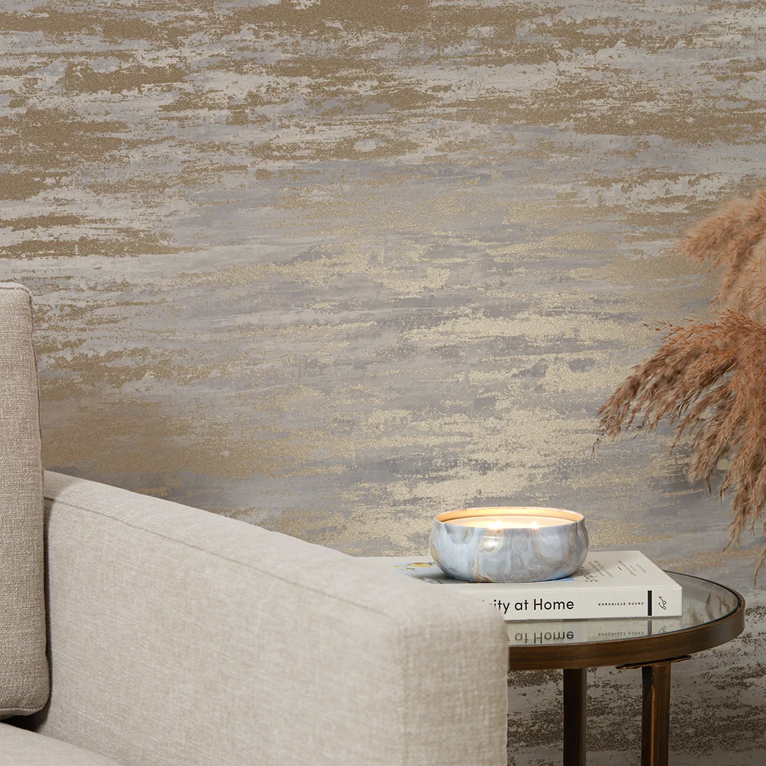 Seychelles Wallpaper in Warm Grey and Gold - Image 3