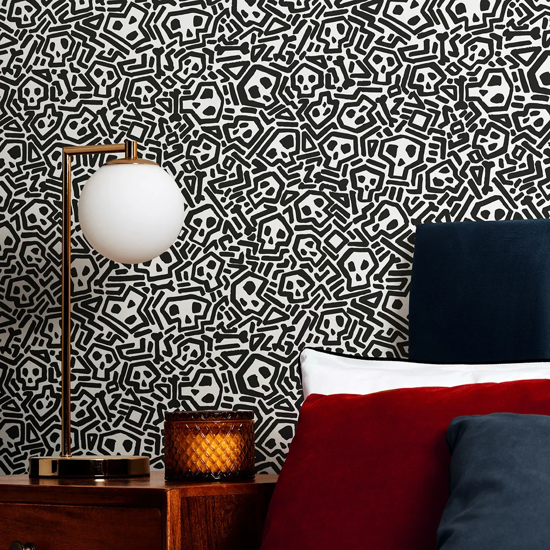 Skater Skull Wallpaper in Black and White - Image 3