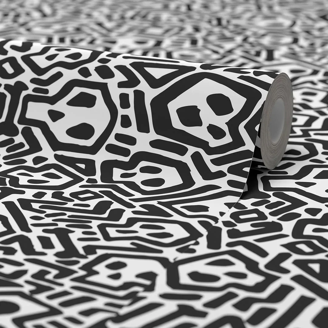 Skater Skull Wallpaper in Black and White - Image 4