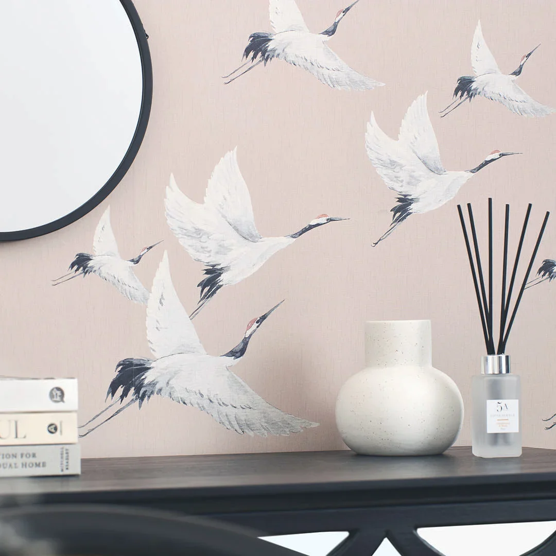 Soaring Cranes Wallpaper in Nude - Image 3