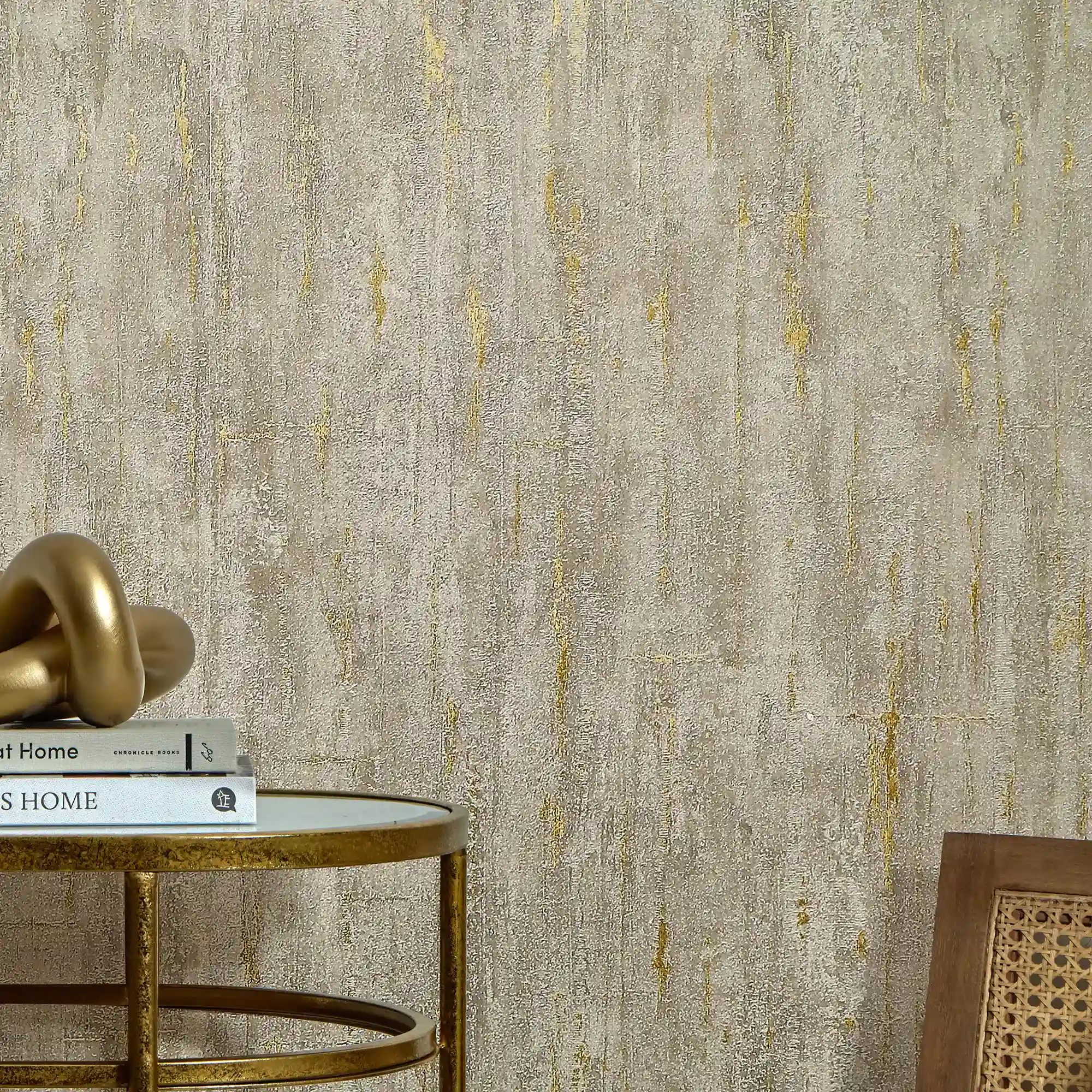 Sofia Wallpaper in Mocha with Gold Metallic - Image 3