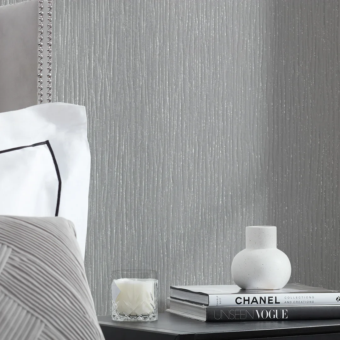 Sparkle Plain Texture Wallpaper in Grey - Image 3