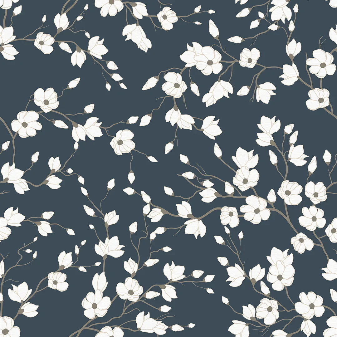 Spring Blossom Wallpaper in Navy