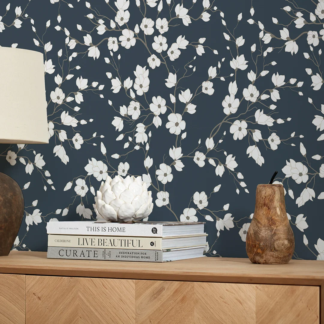 Spring Blossom Wallpaper in Navy - Image 3