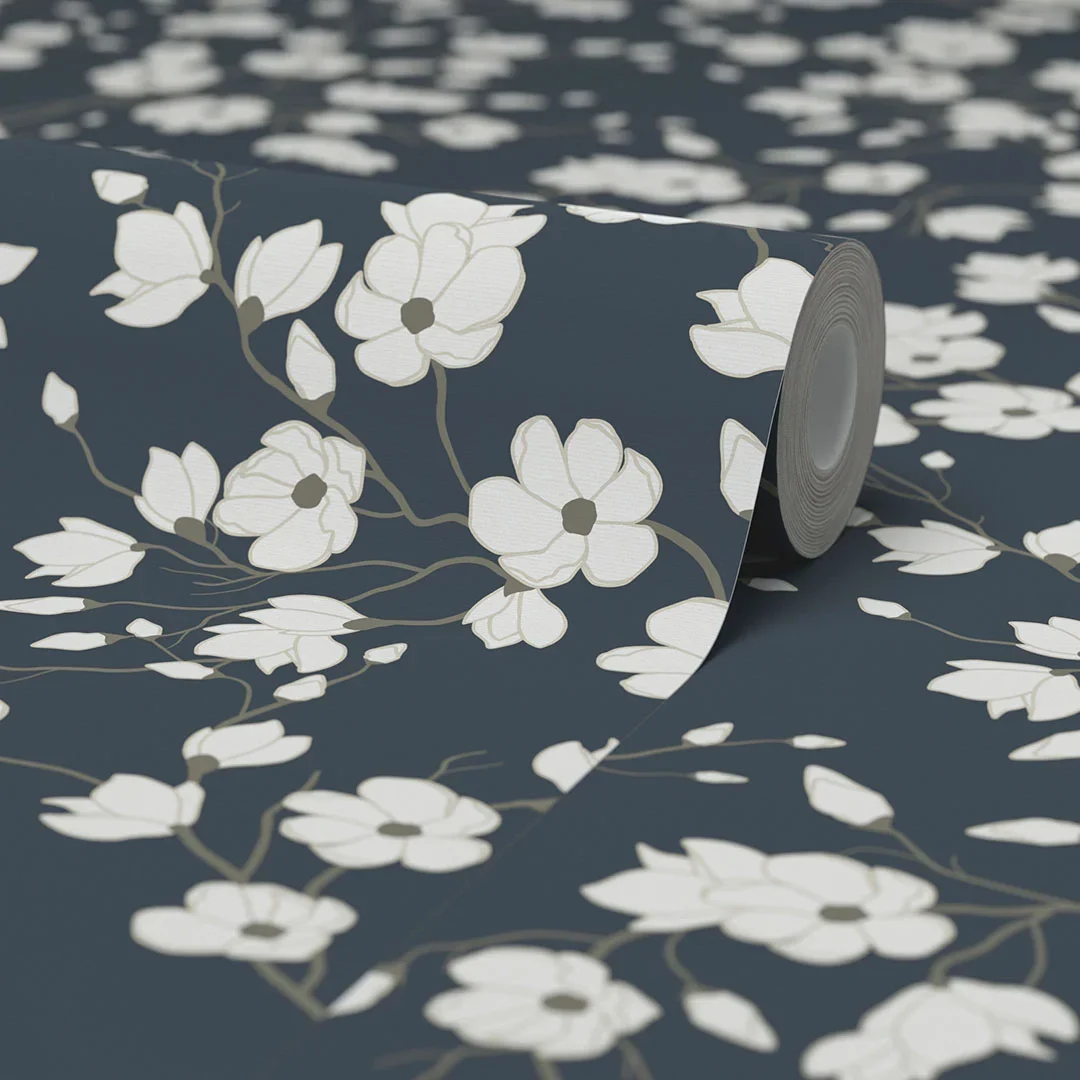 Spring Blossom Wallpaper in Navy - Image 4