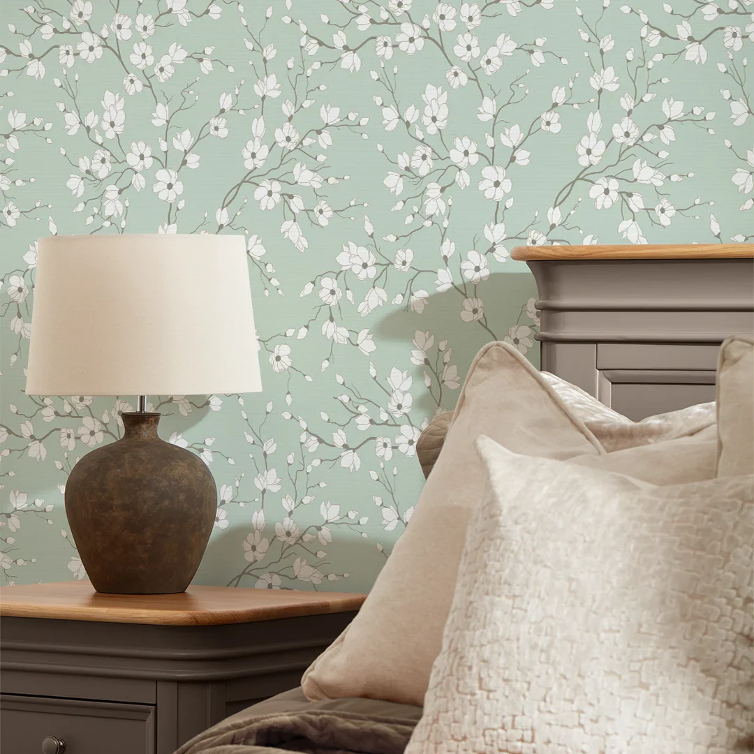 Spring Blossom Wallpaper in Sage Green - Image 3