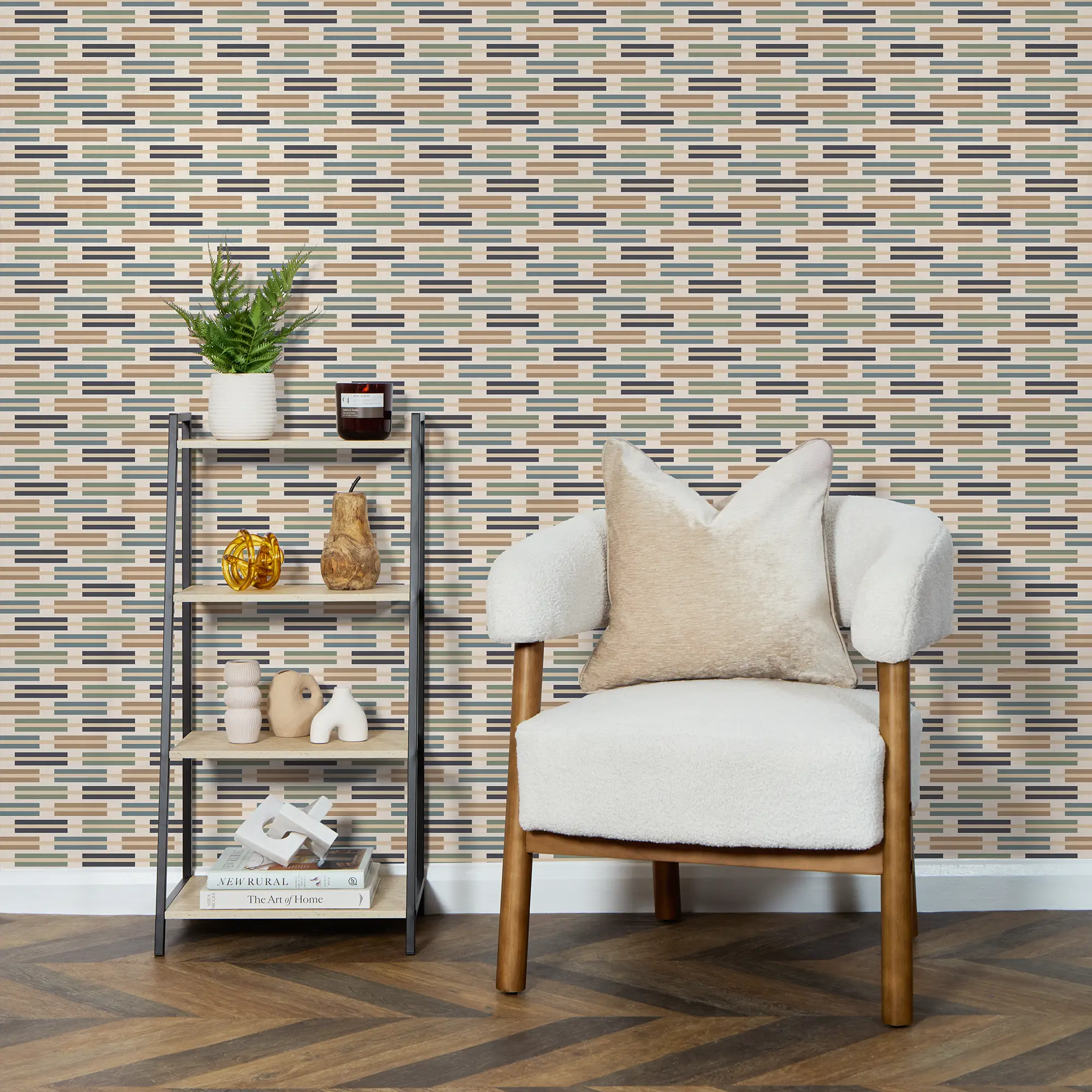 Staggered Stripe Wallpaper in Cool Tones - Image 3