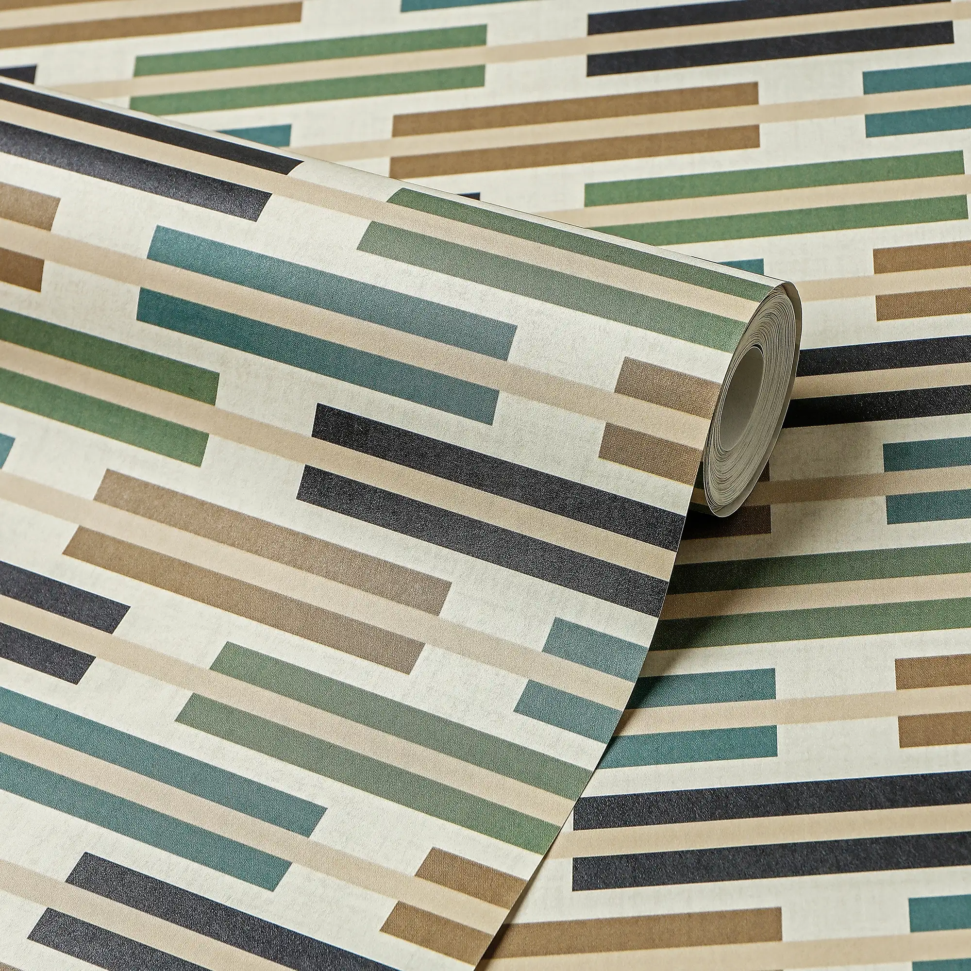 Staggered Stripe Wallpaper in Cool Tones - Image 4